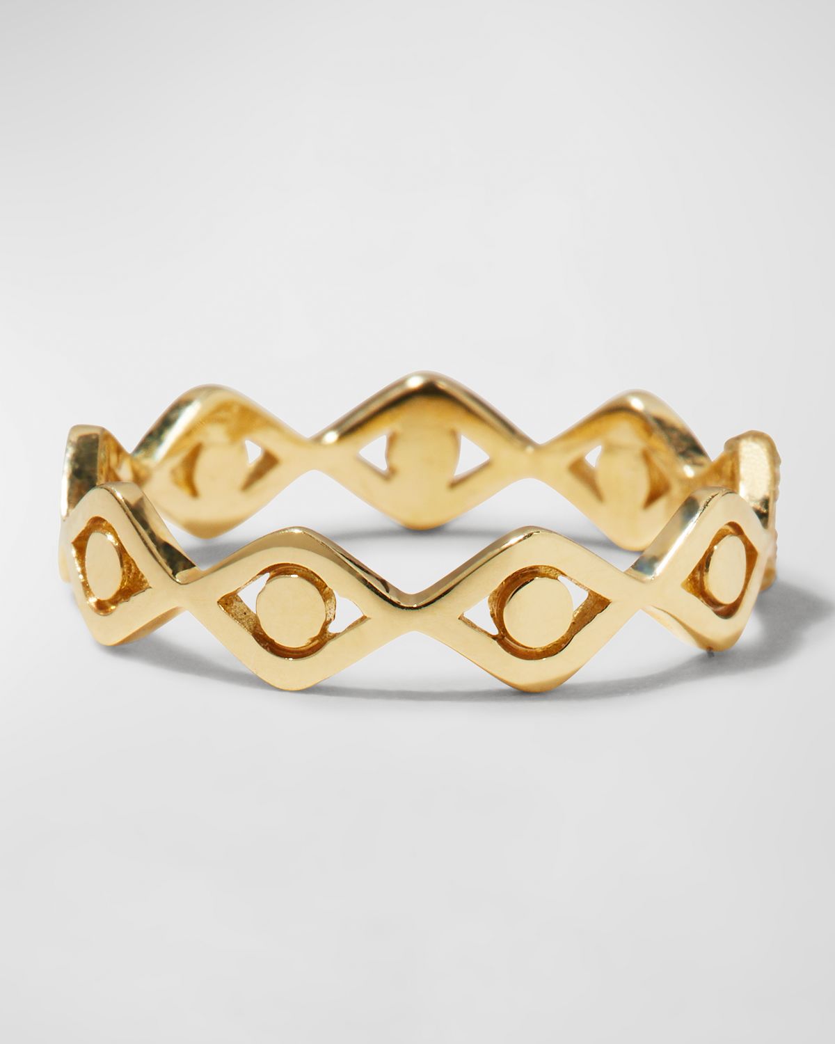 Sydney Evan 14k Yellow Gold Small Pure Evil Eye Eternity Ring, Size 6