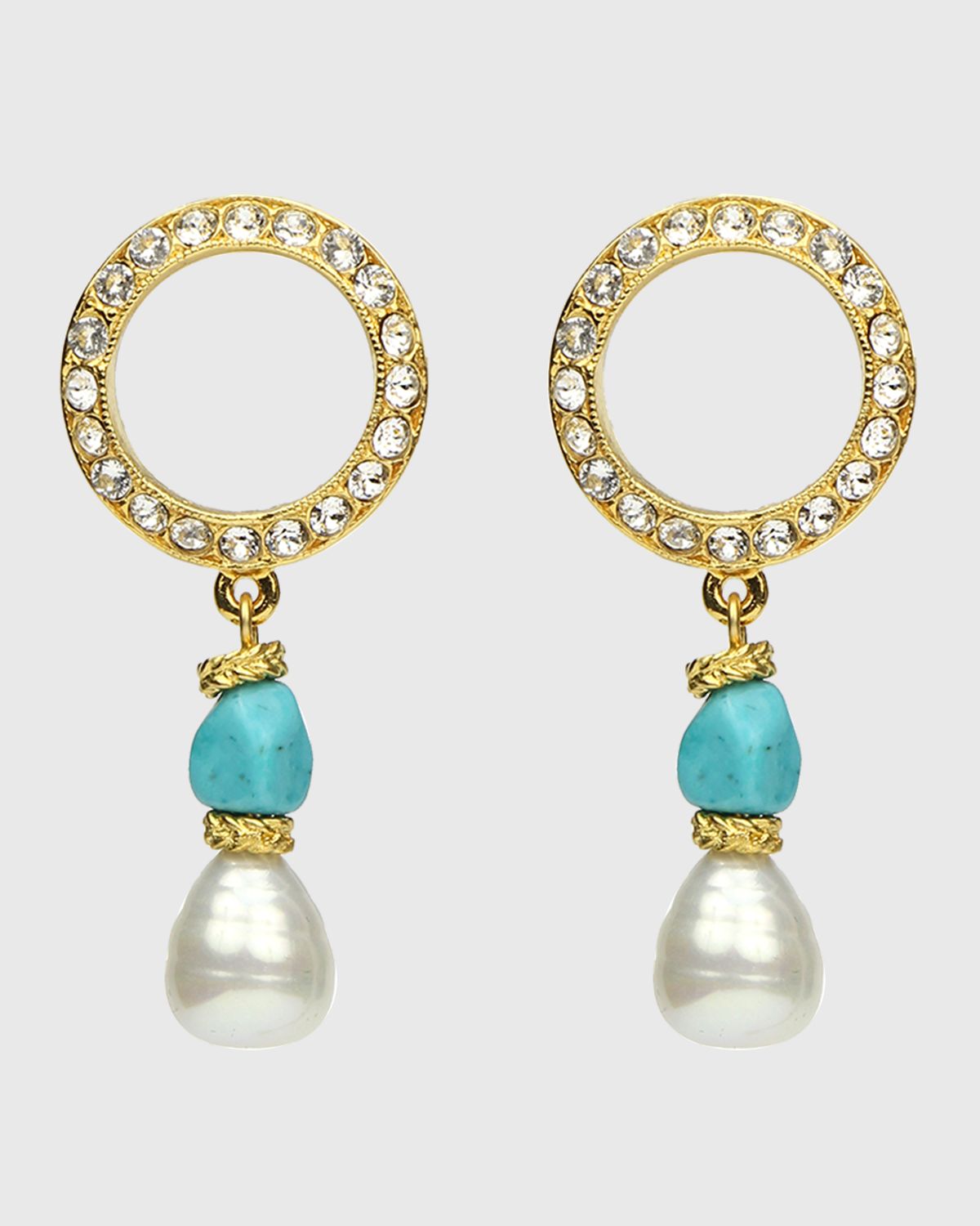 Ben-Amun Pearly Turquoise-Stone Dangle Earrings