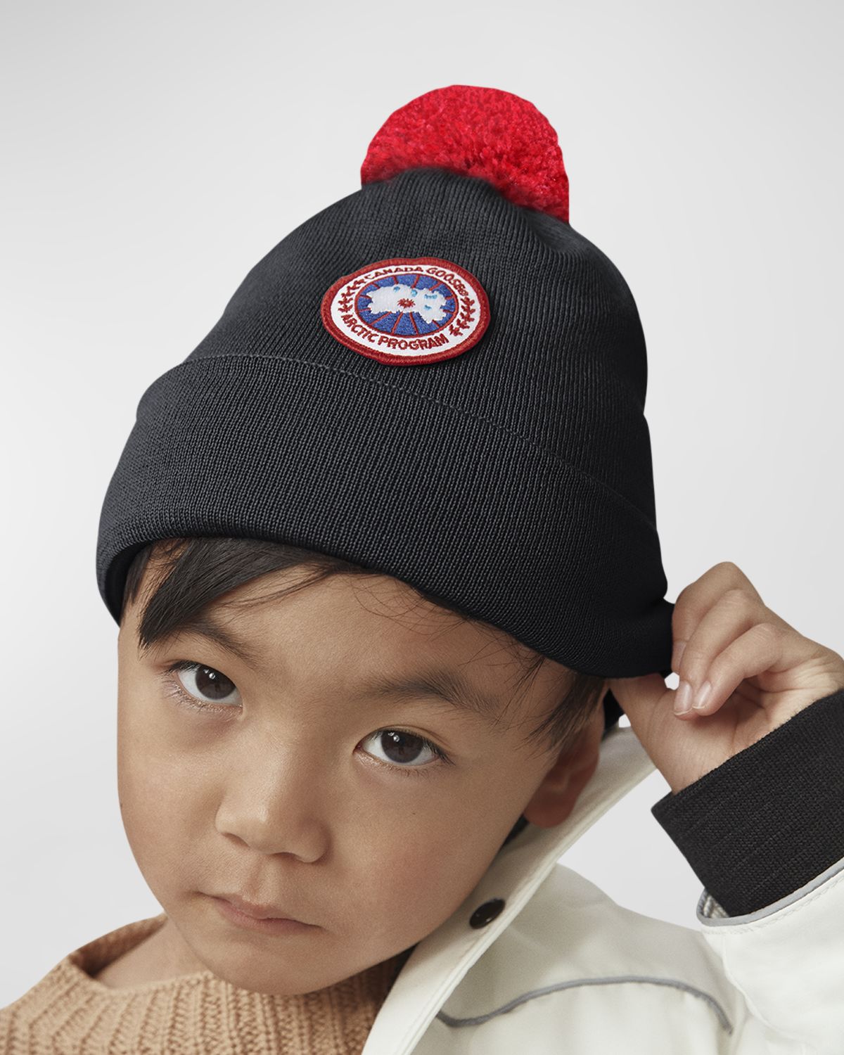 Canada Goose Kid 's Logo Patch Pompom Hat