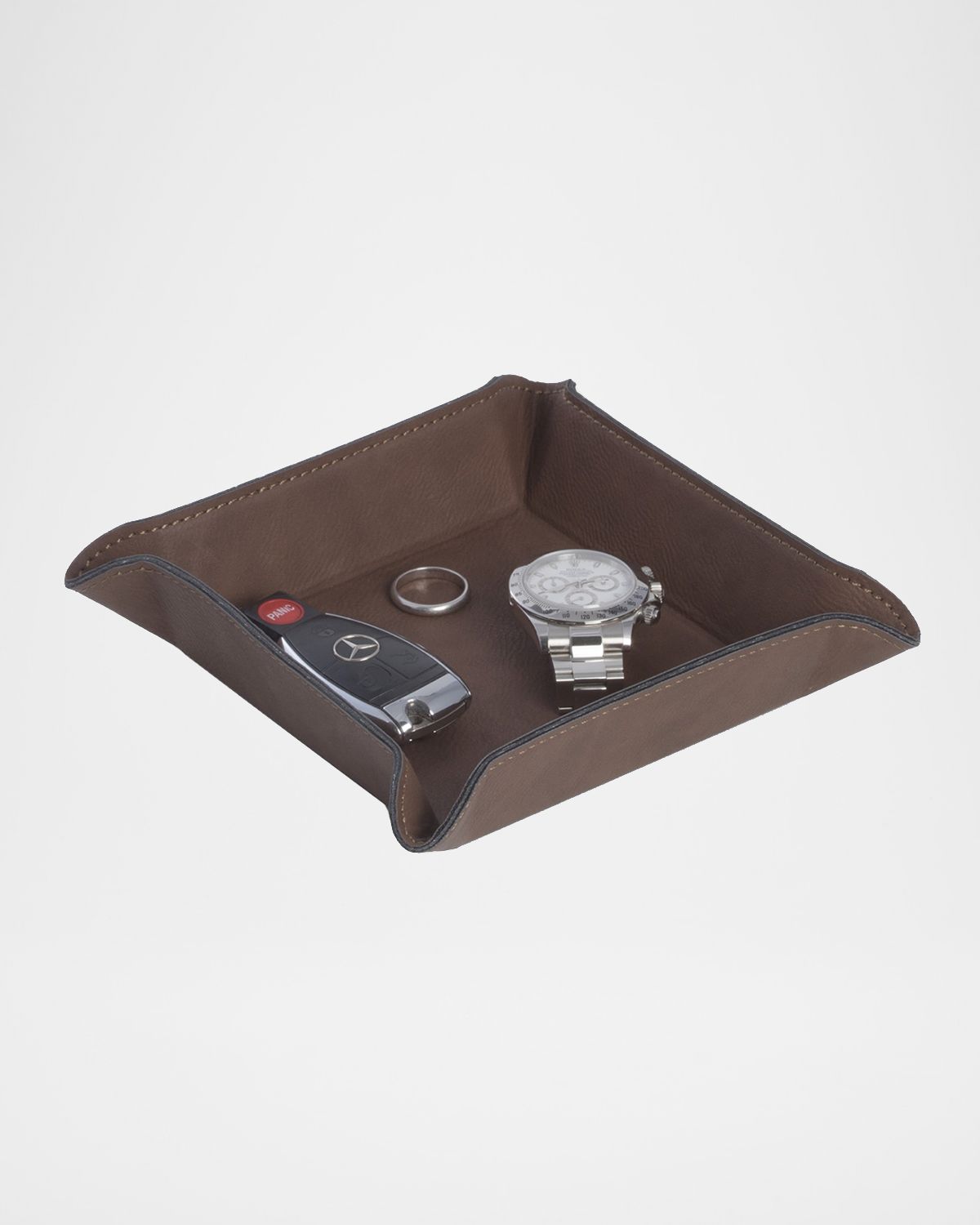 Bey-Berk Men 's Personalized Vegan Leather Valet Tray