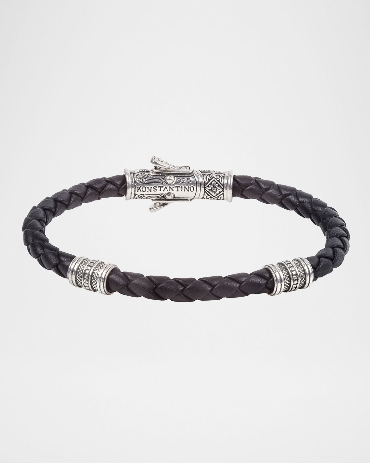 Konstantino Sterling Silver Braided Leather Bracelet