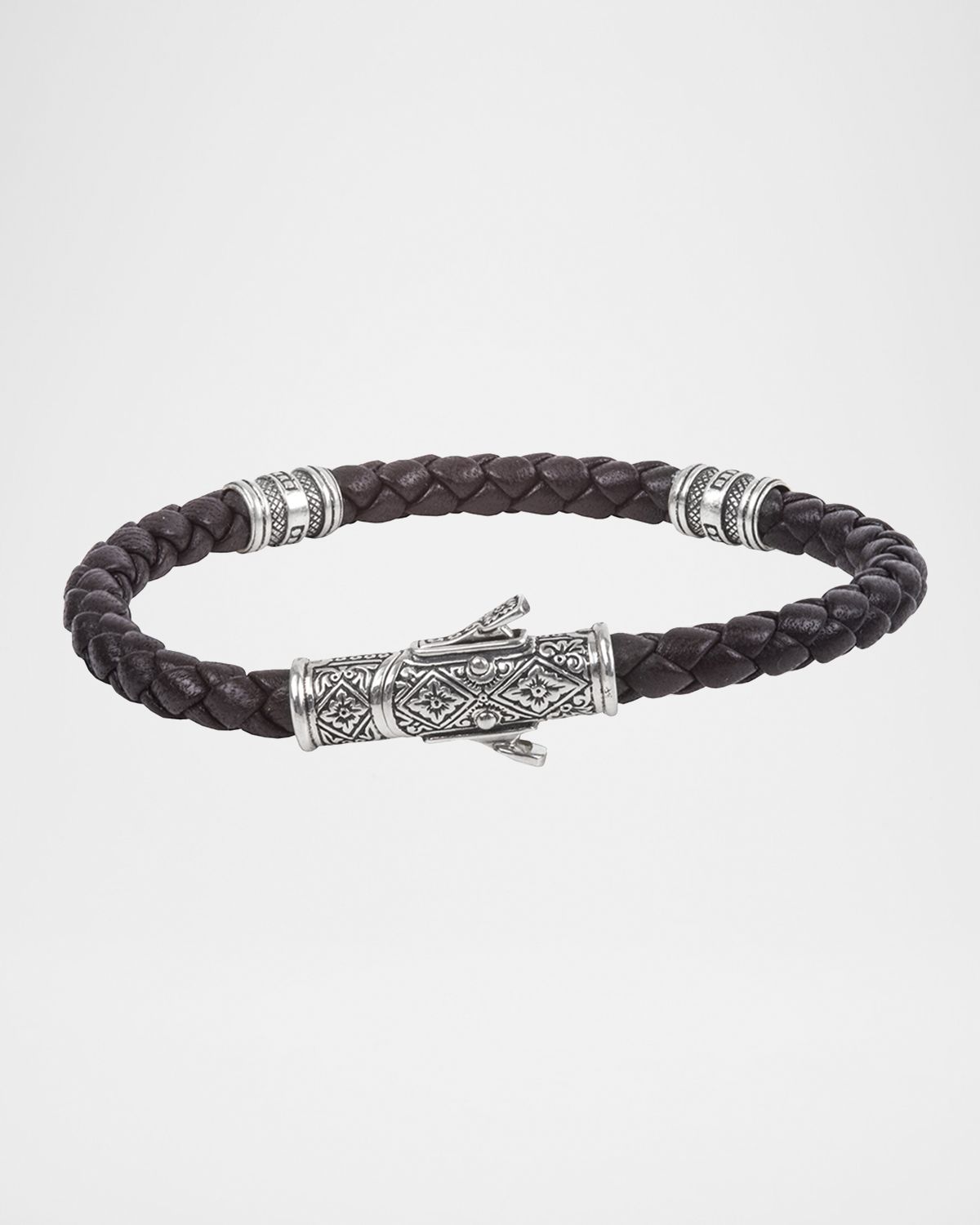Konstantino 18K White Gold Braided Leather Bracelet