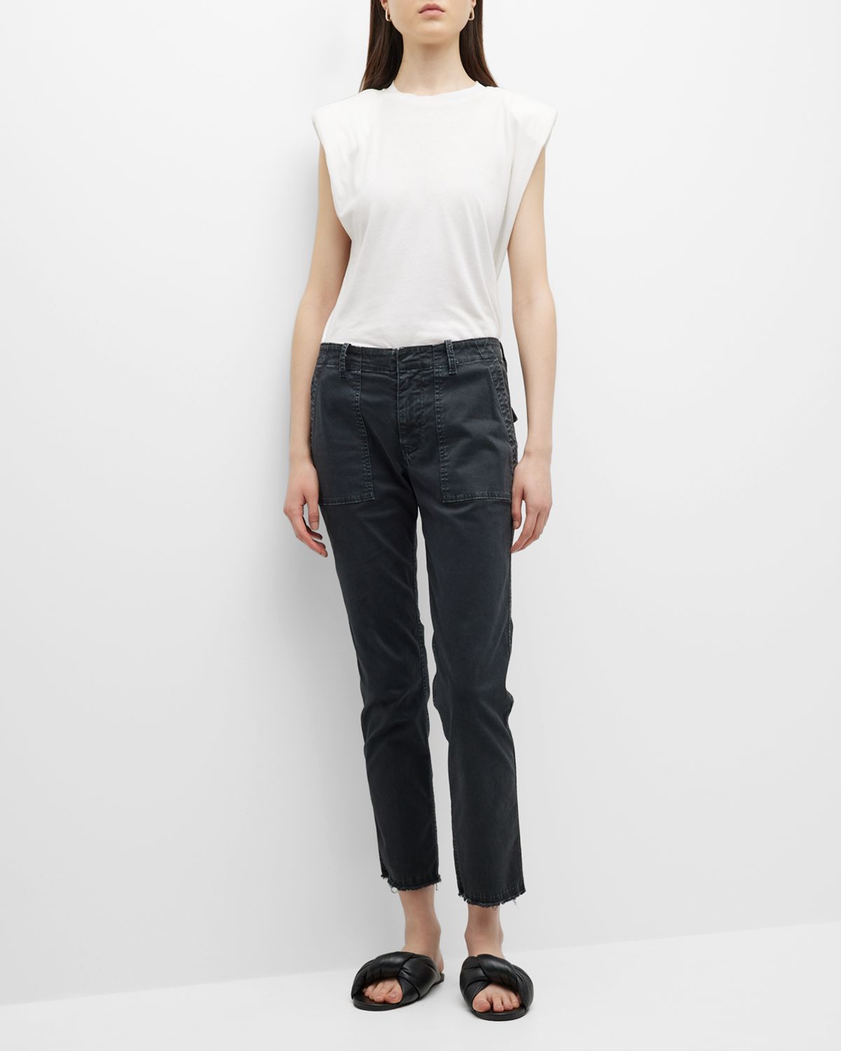 Nili Lotan Jenna Cropped Raw-Edge Pants