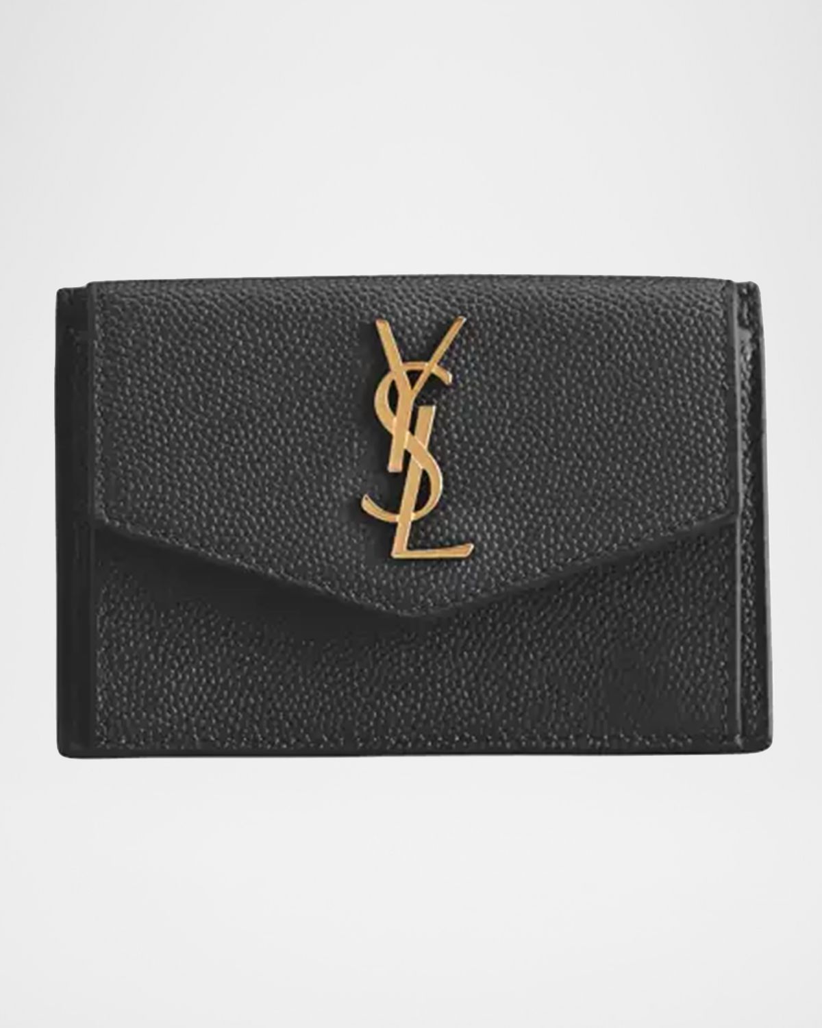 Saint Laurent YSL Monogram Flap Card Case in Grained Leather