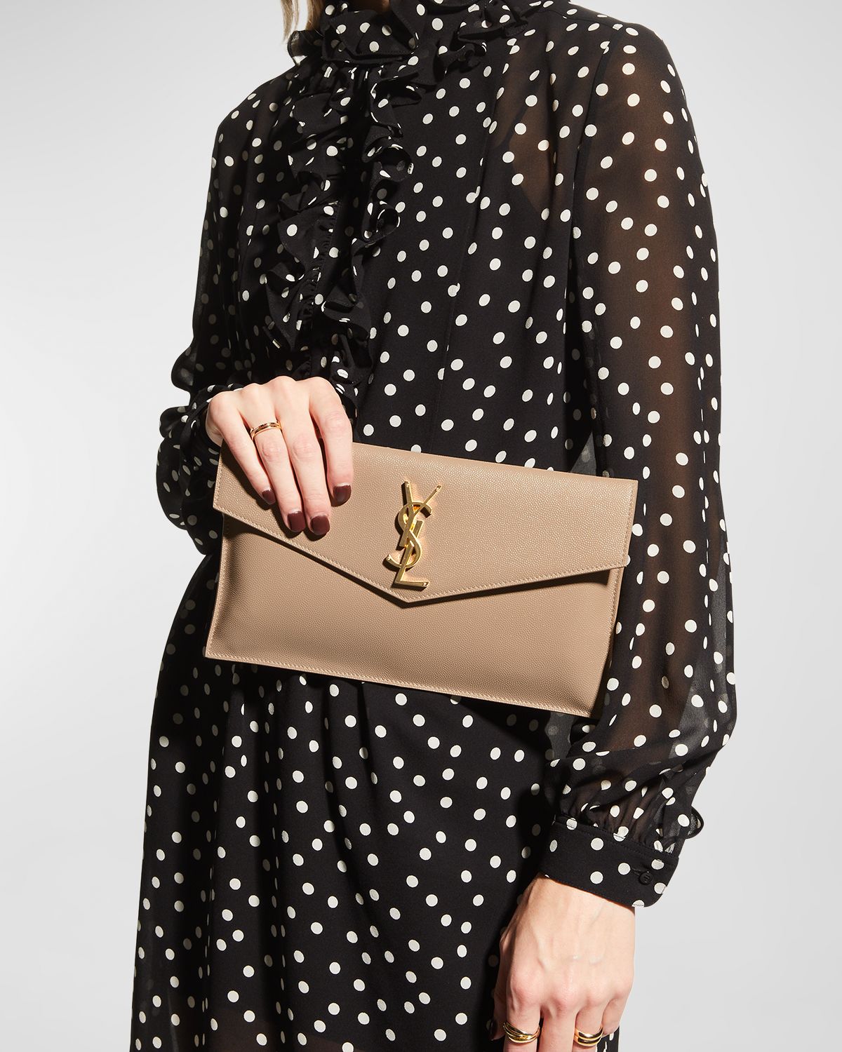 Saint Laurent Uptown YSL Pouch in Grained Leather