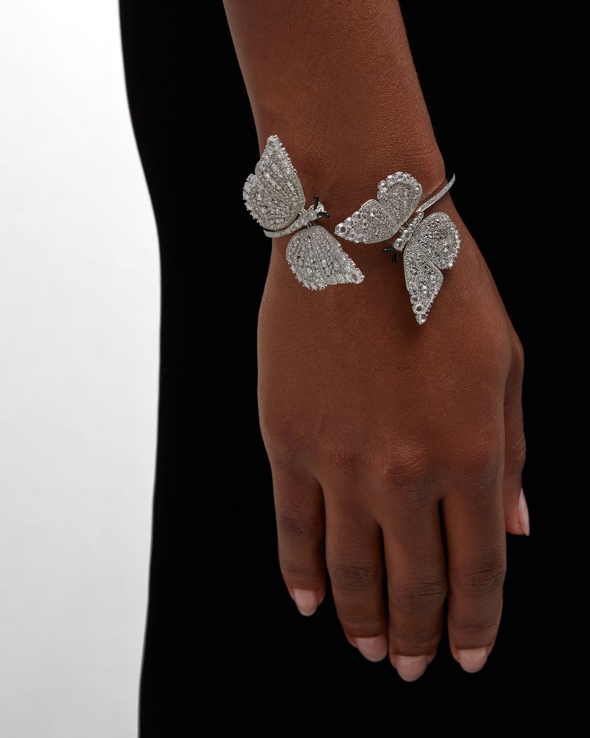 Staurino 18K White Gold Diamond 2 Butterfly Bracelet