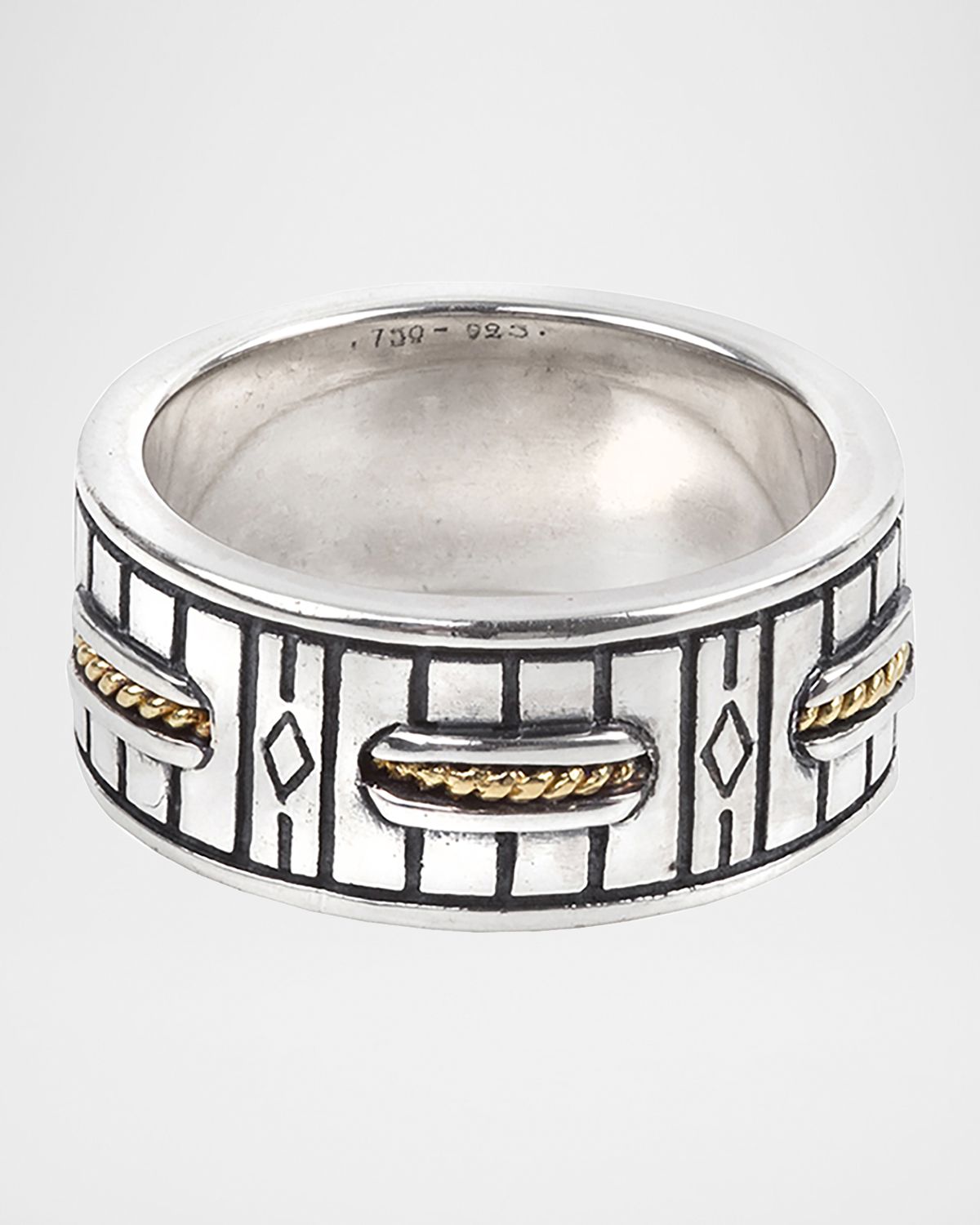 Konstantino Men 's 18K Gold/Silver Carved Band Ring