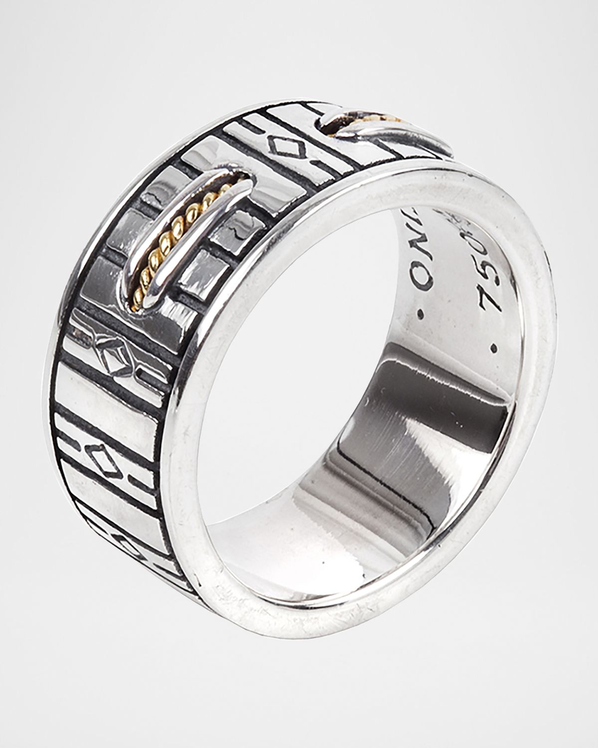 Konstantino Men 's 18K Gold/Silver Carved Band Ring