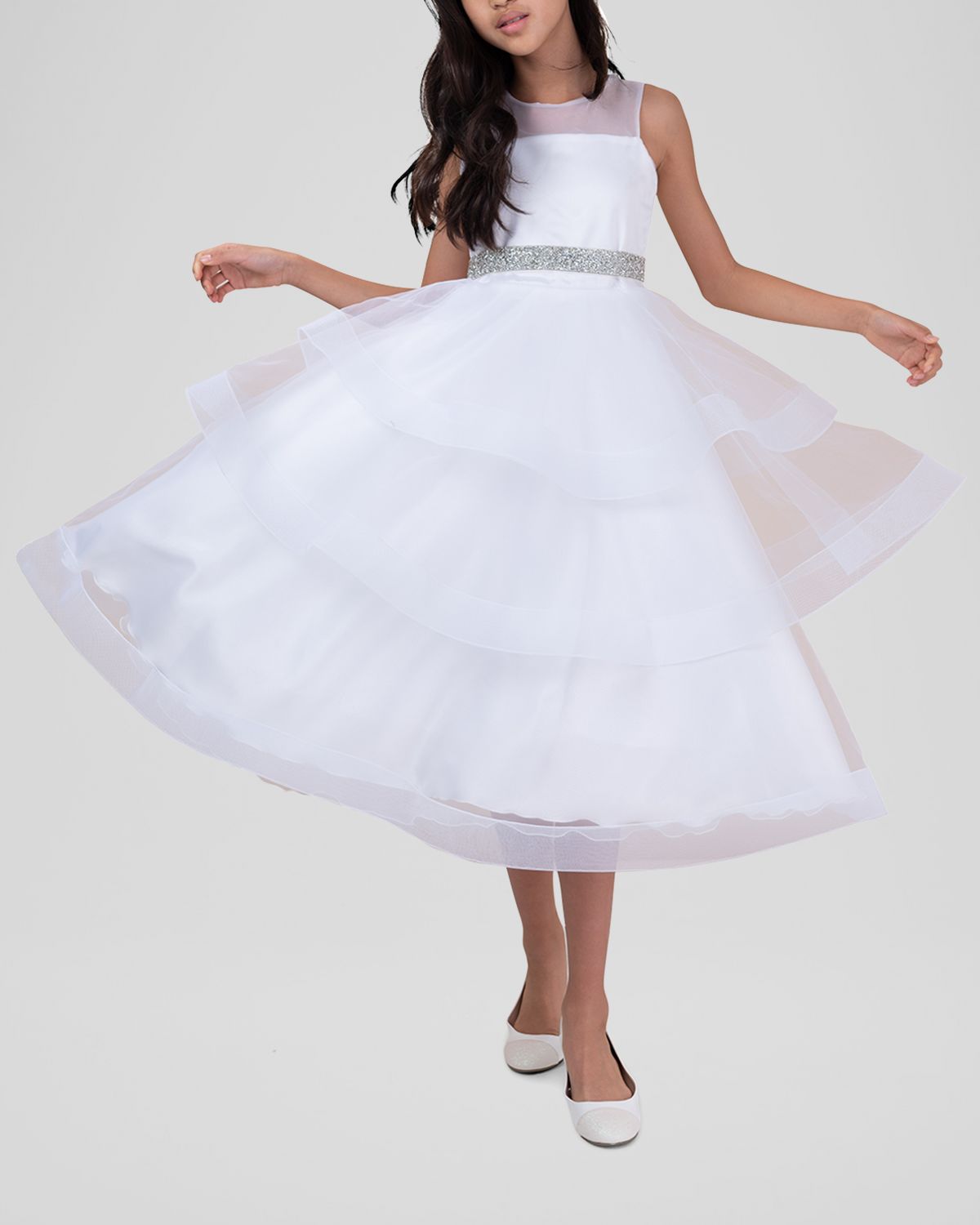 White Label by Zoe Girl 's Ella Organza Tiered Dress, Size -16