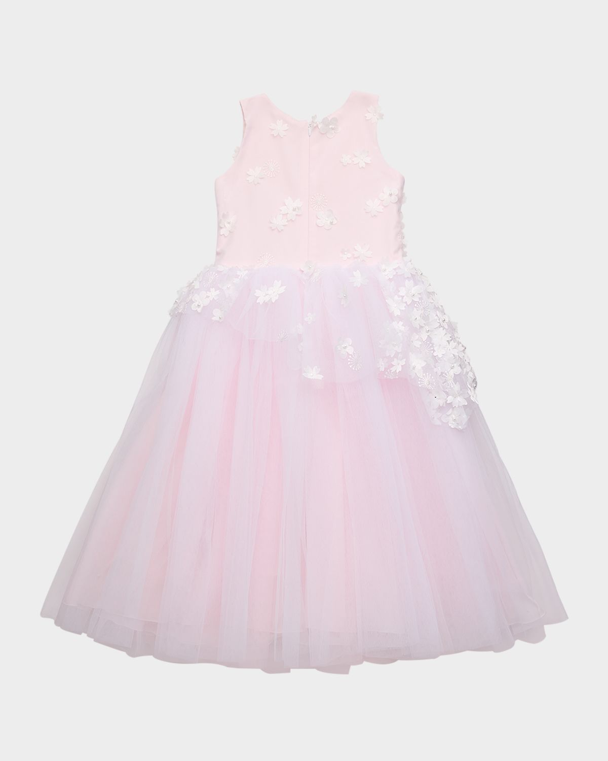 White Label by Zoe Girl 's Lauren D Flower Embellished Tulle Dress, Size 2-12