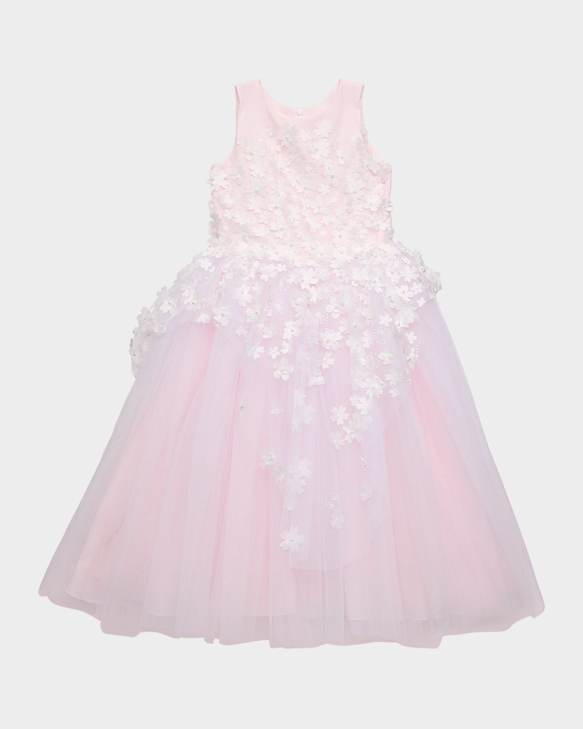 White Label by Zoe Girl 's Lauren D Flower Embellished Tulle Dress, Size 2-12 | Thumbnail 5 White Label by Zoe Girl 's Lauren D Flower Embellished Tulle Dress, Size 2-12 | Thumbnail 5