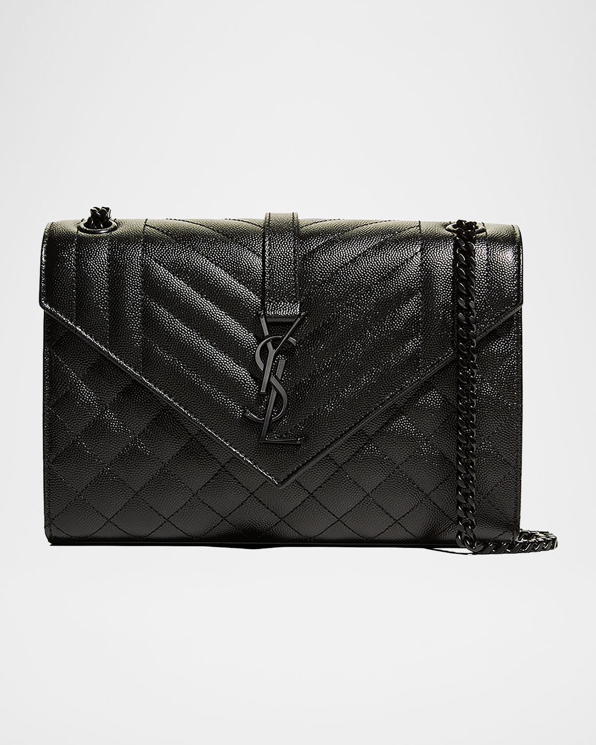 Saint Laurent Envelope Triquilt Medium YSL Shoulder Bag in Grained Leather