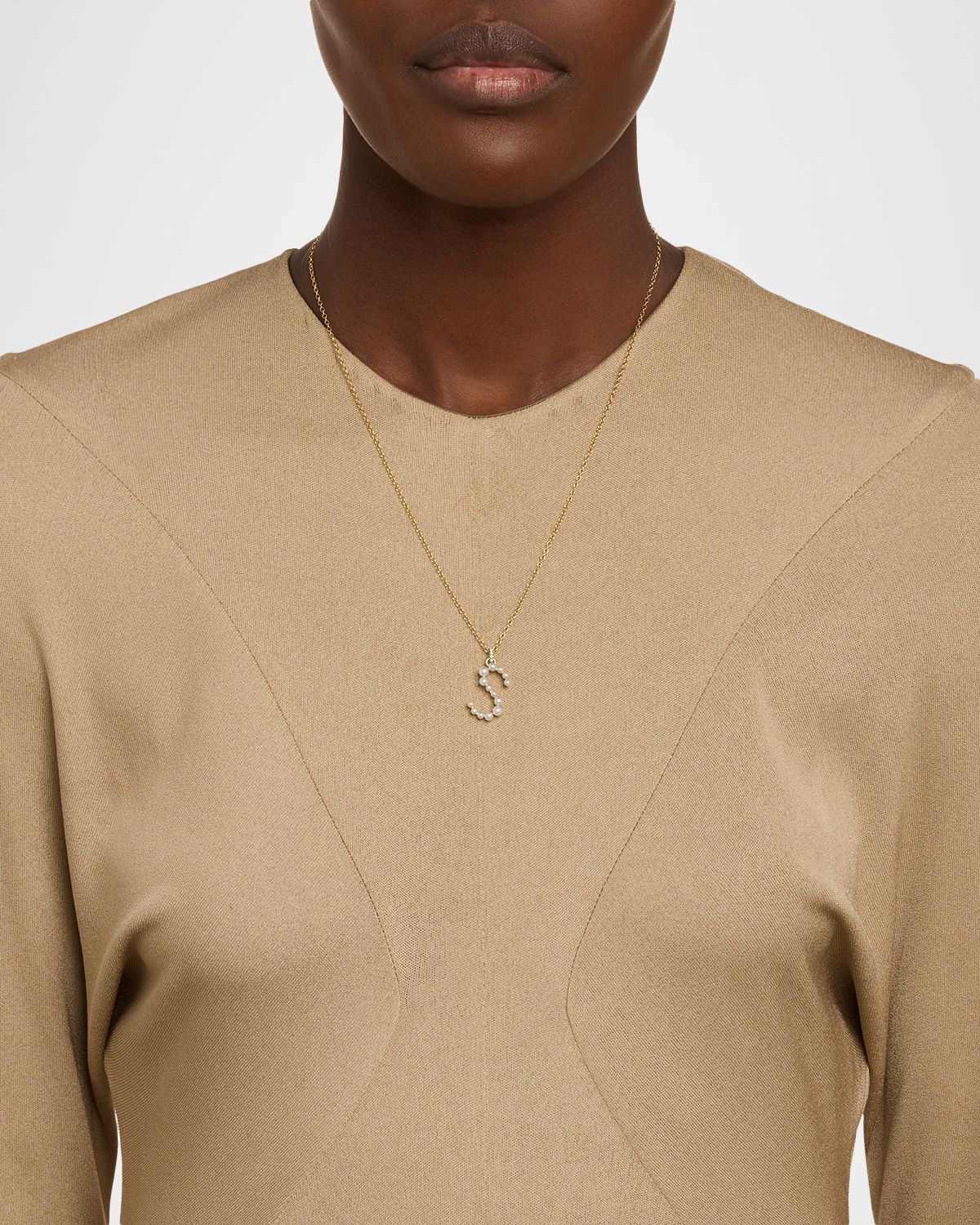 Jemma Wynne Prive 18k Pearl Letter S Necklace