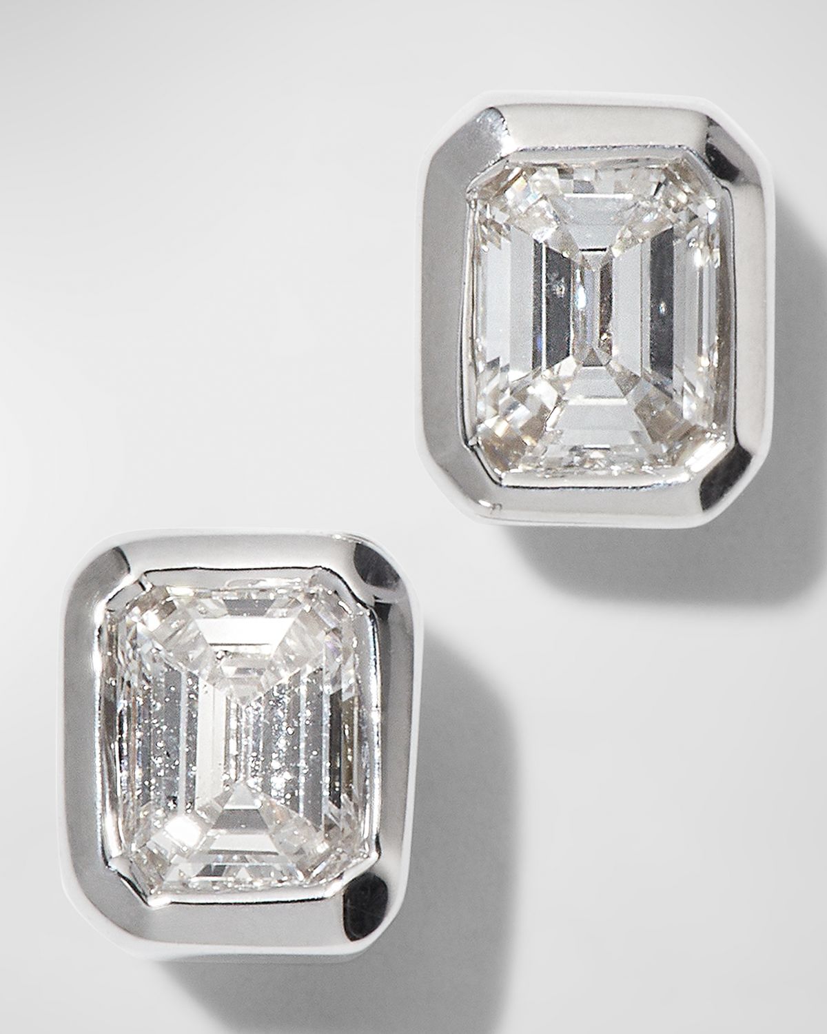Roberto Coin 18k White Gold Emerald-Cut Diamond Stud Earrings