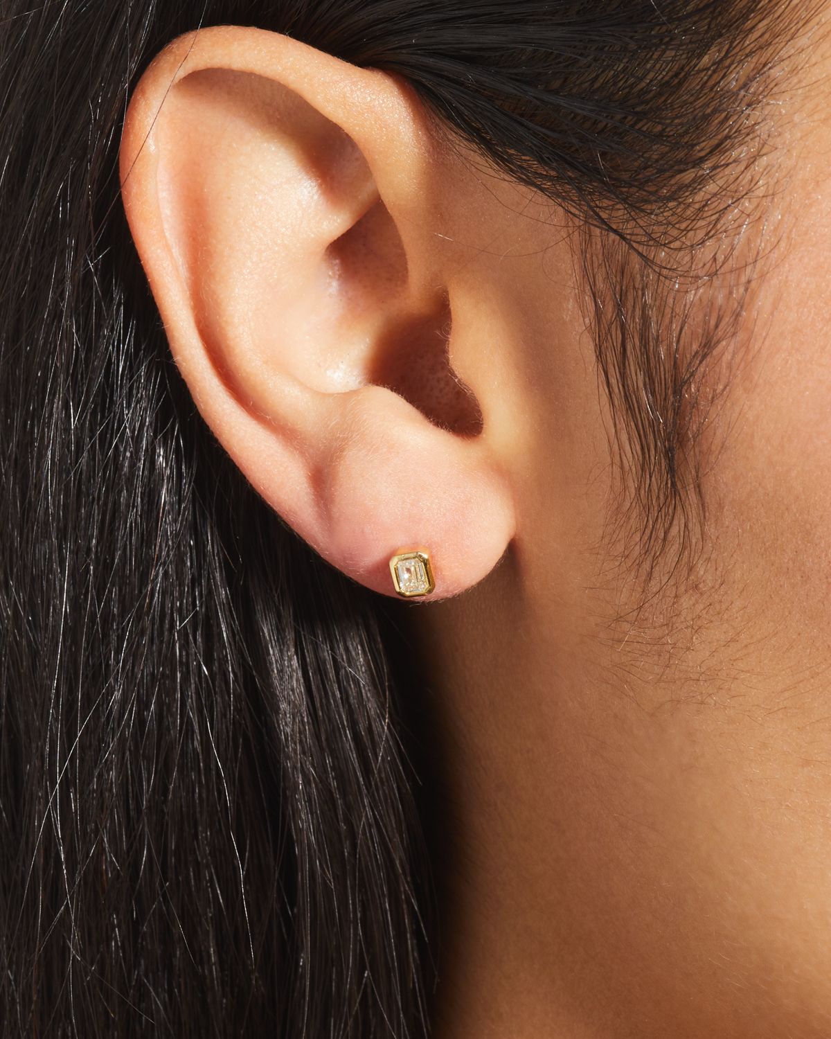 Roberto Coin 18k Gold Emerald-Cut Diamond Stud Earrings