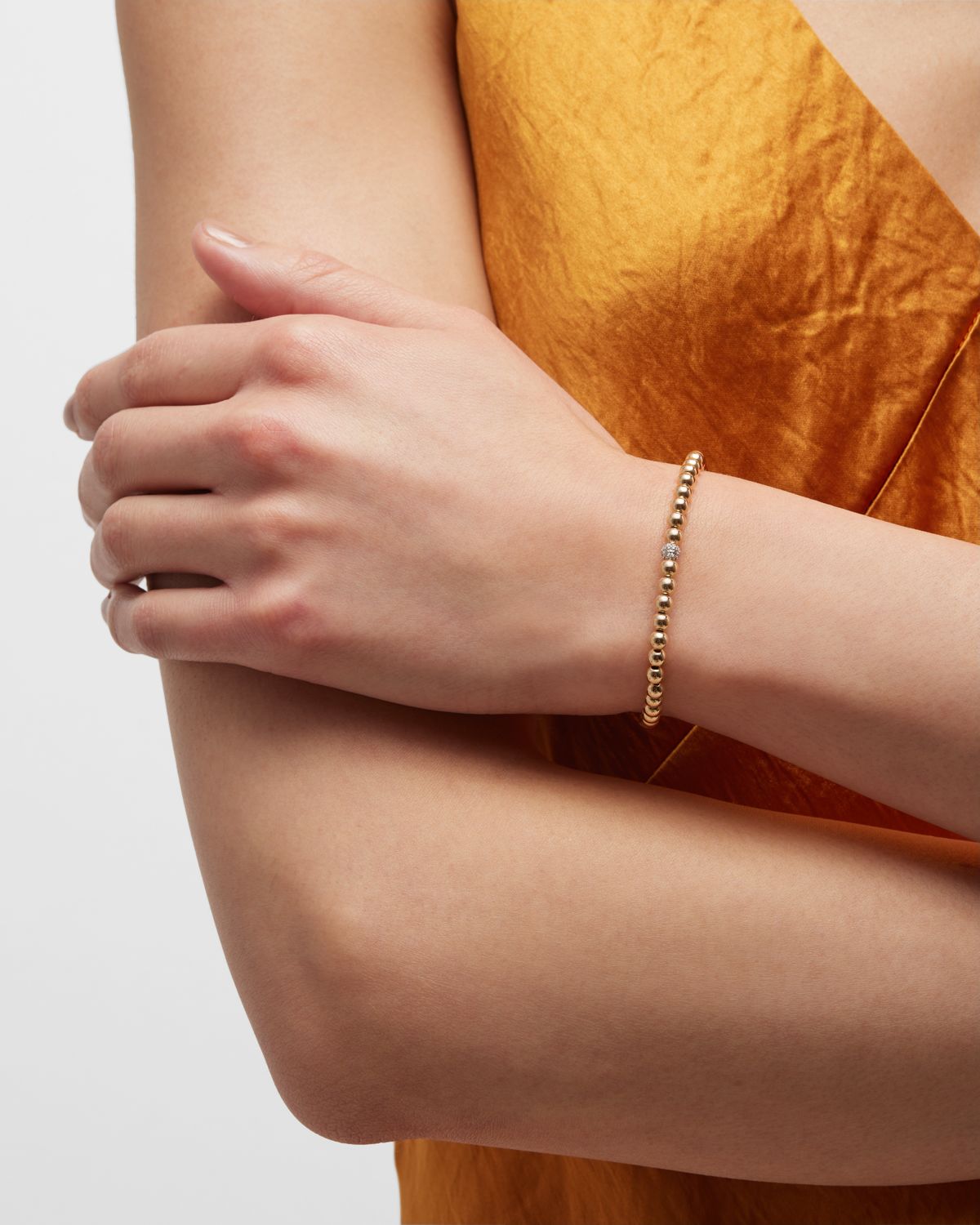 Sydney Evan 14k White Gold Diamond Bead Ball Bracelet