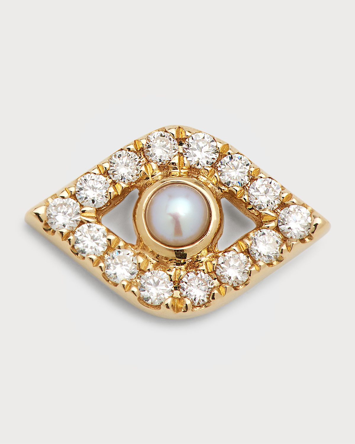 Sydney Evan 14k Pearl Stud Diamond Evil Eye Earring, Single