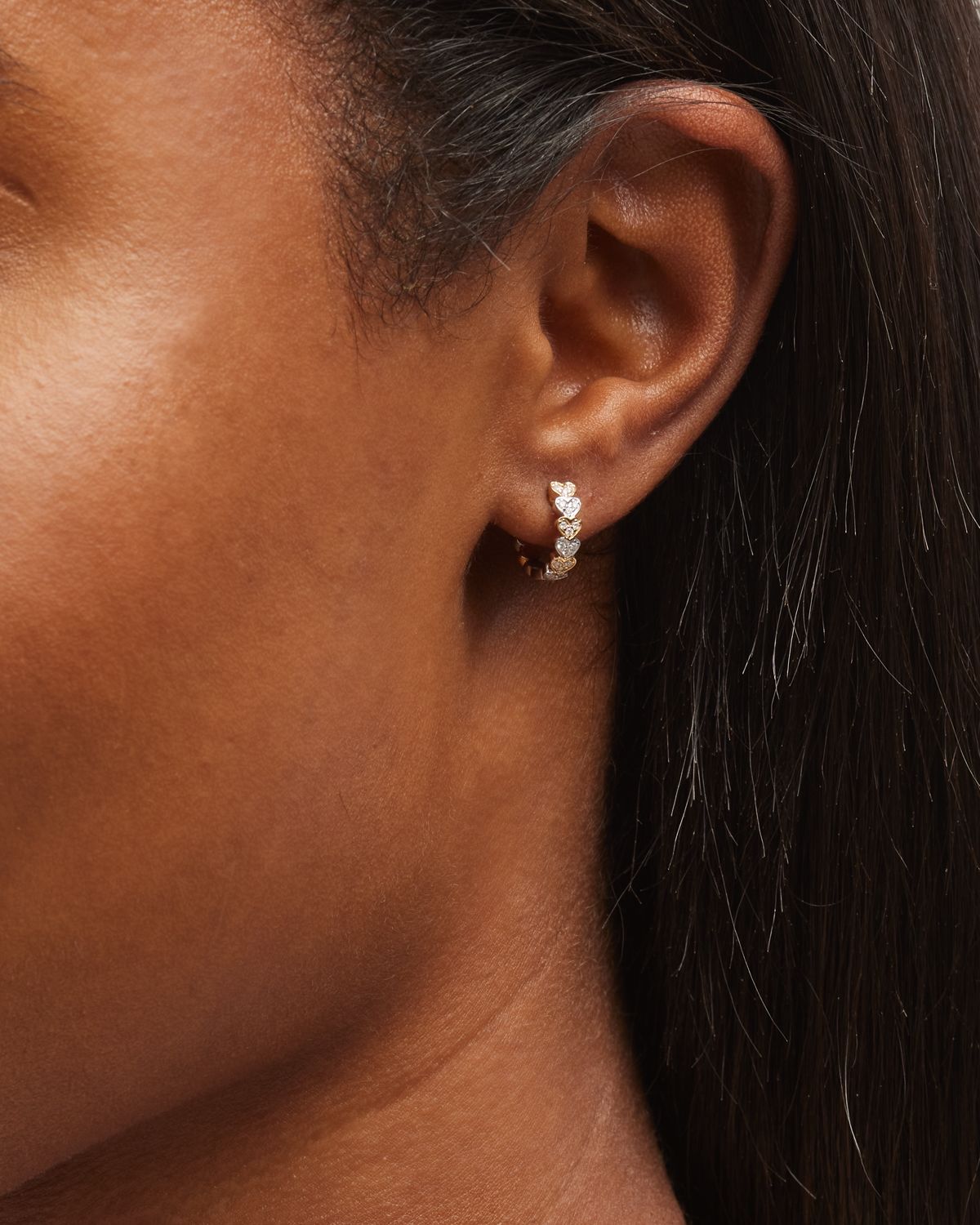 Sydney Evan 14k Two-Tone Gold Diamond Heart Huggie Earrings