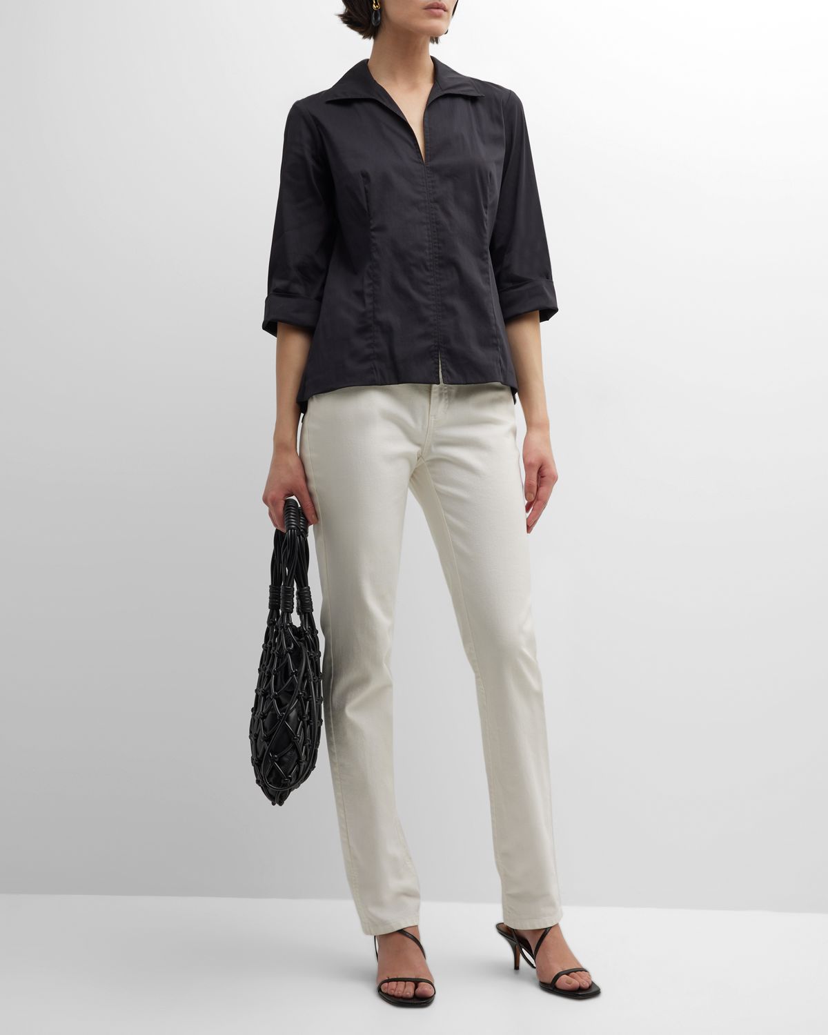Finley 3/4-Sleeve Stretch Cotton Swing Shirt | Thumbnail 7