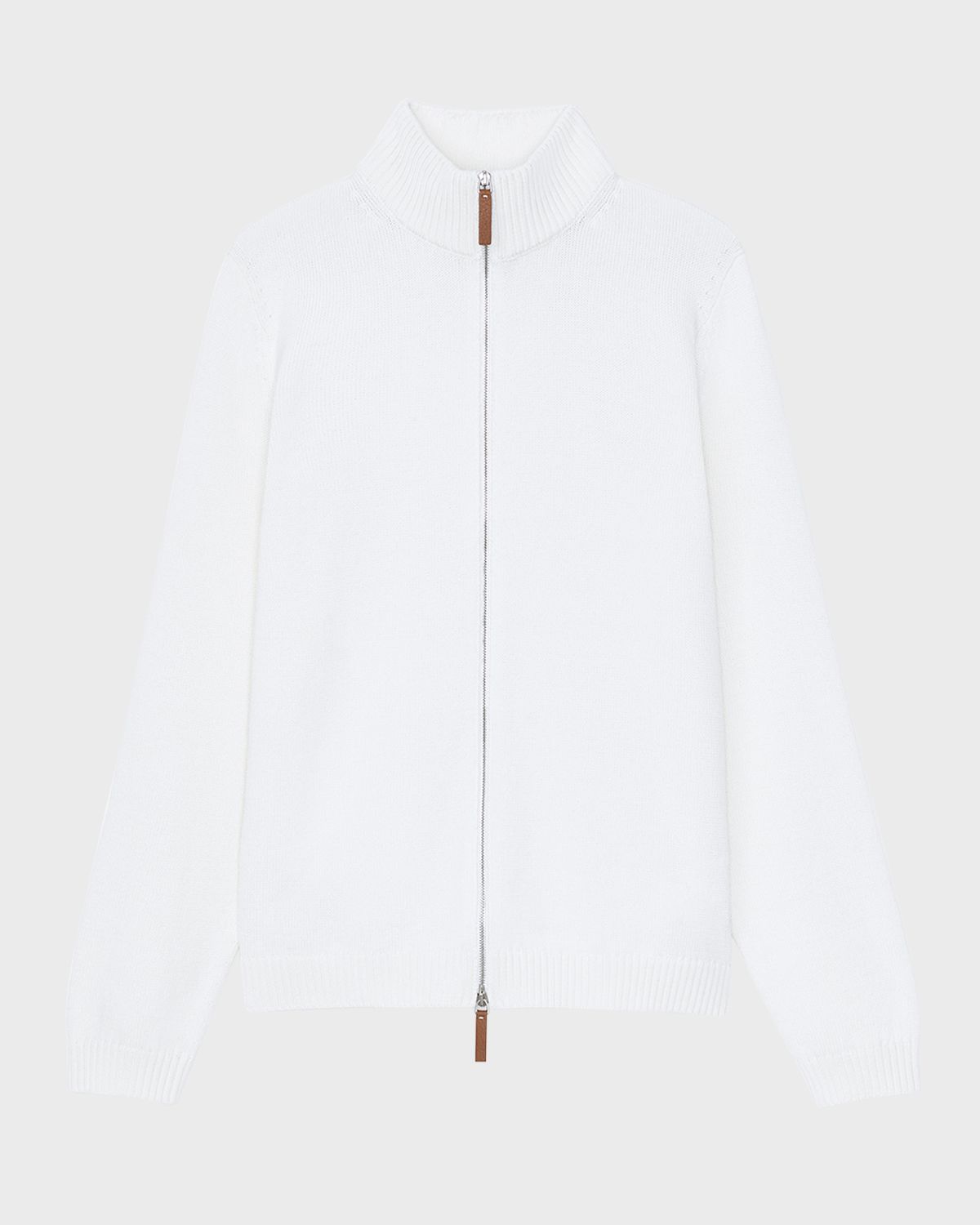 Lafayette 148 New York Cotton-Silk Tape Fitted Bomber Sweater