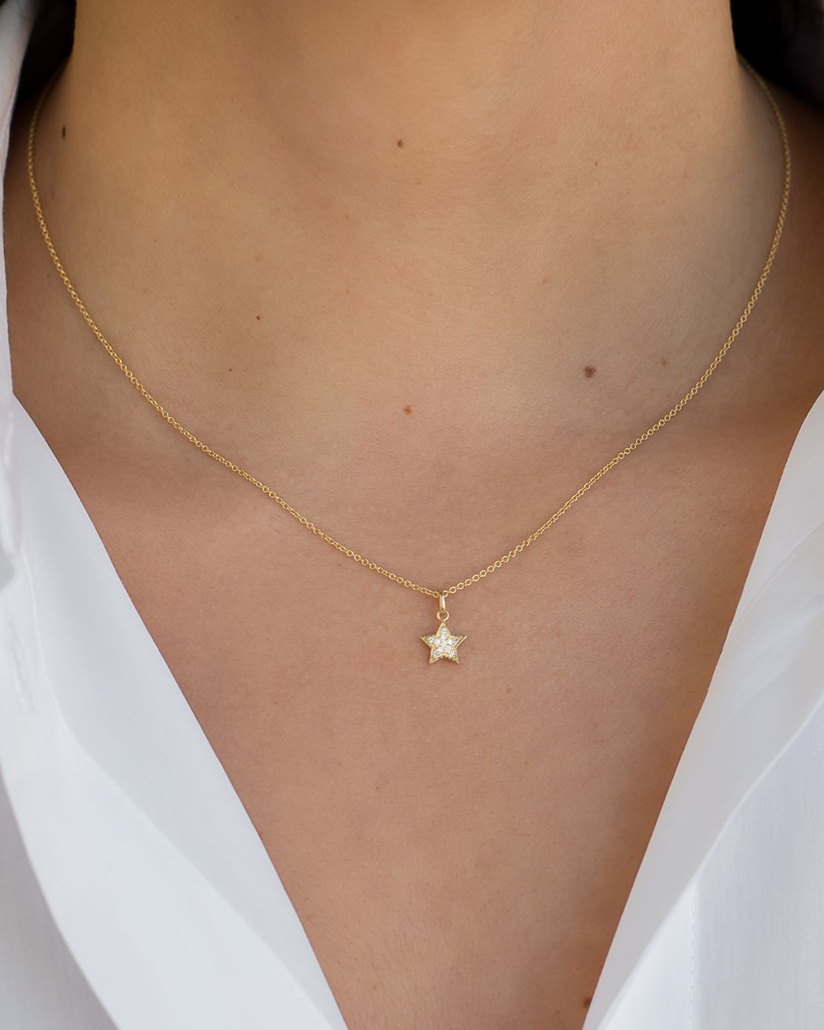 Zoe Lev Jewelry 14k Gold Diamond Pave Star Necklace