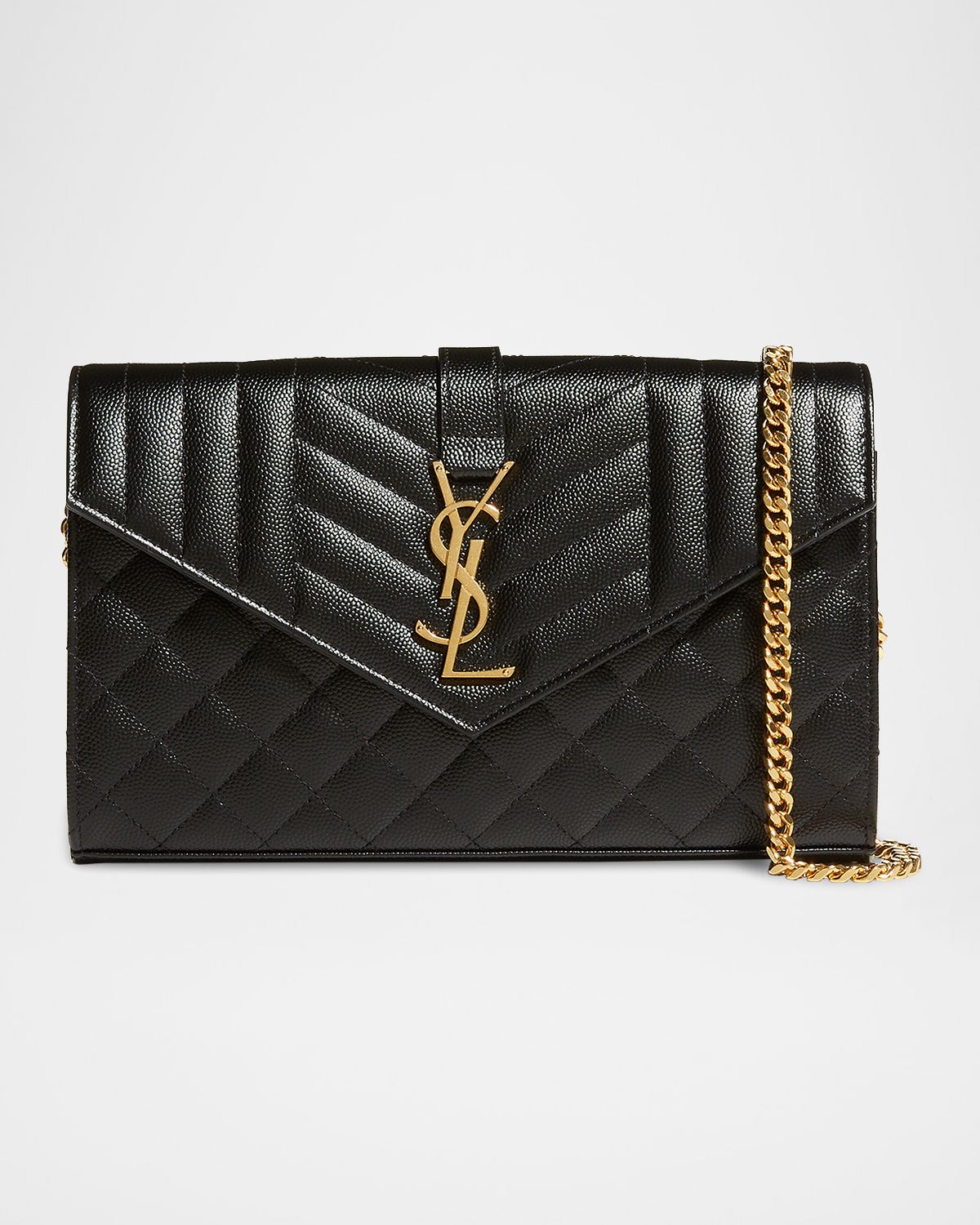 Saint Laurent Envelope Triquilt YSL Crossbody in Grained Leather
