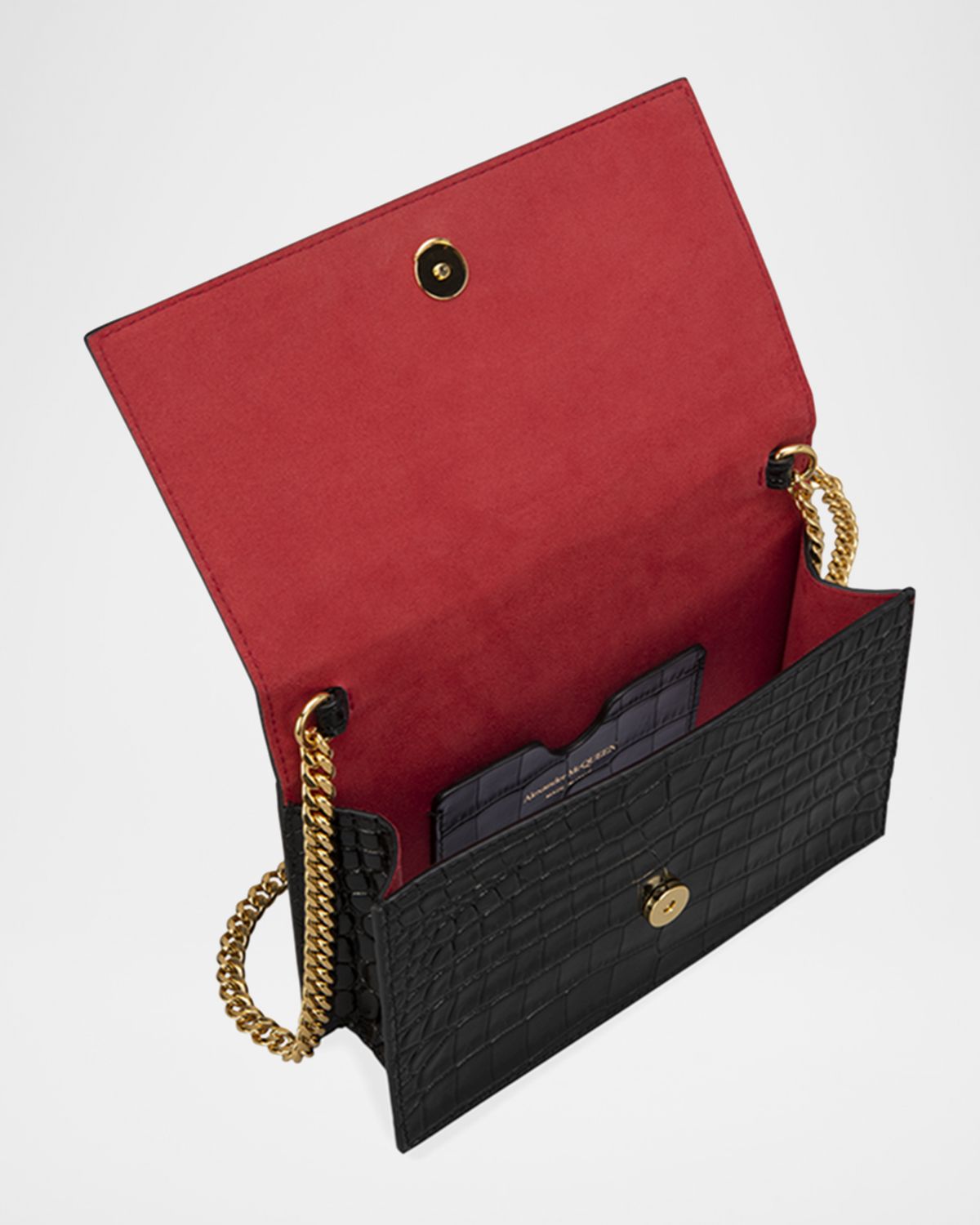 McQueen Mini Mock-Croc Crossbody Bag with Small Skull