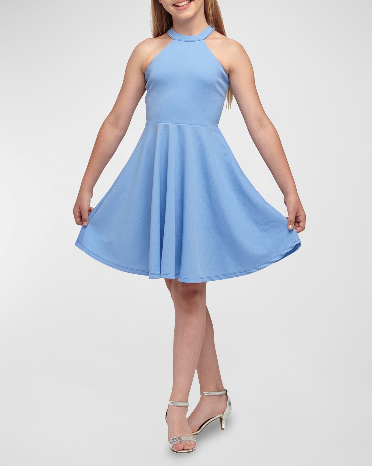 Un Deux Trois Girl 's Halter Keyhole-Back Dress, Size 7-