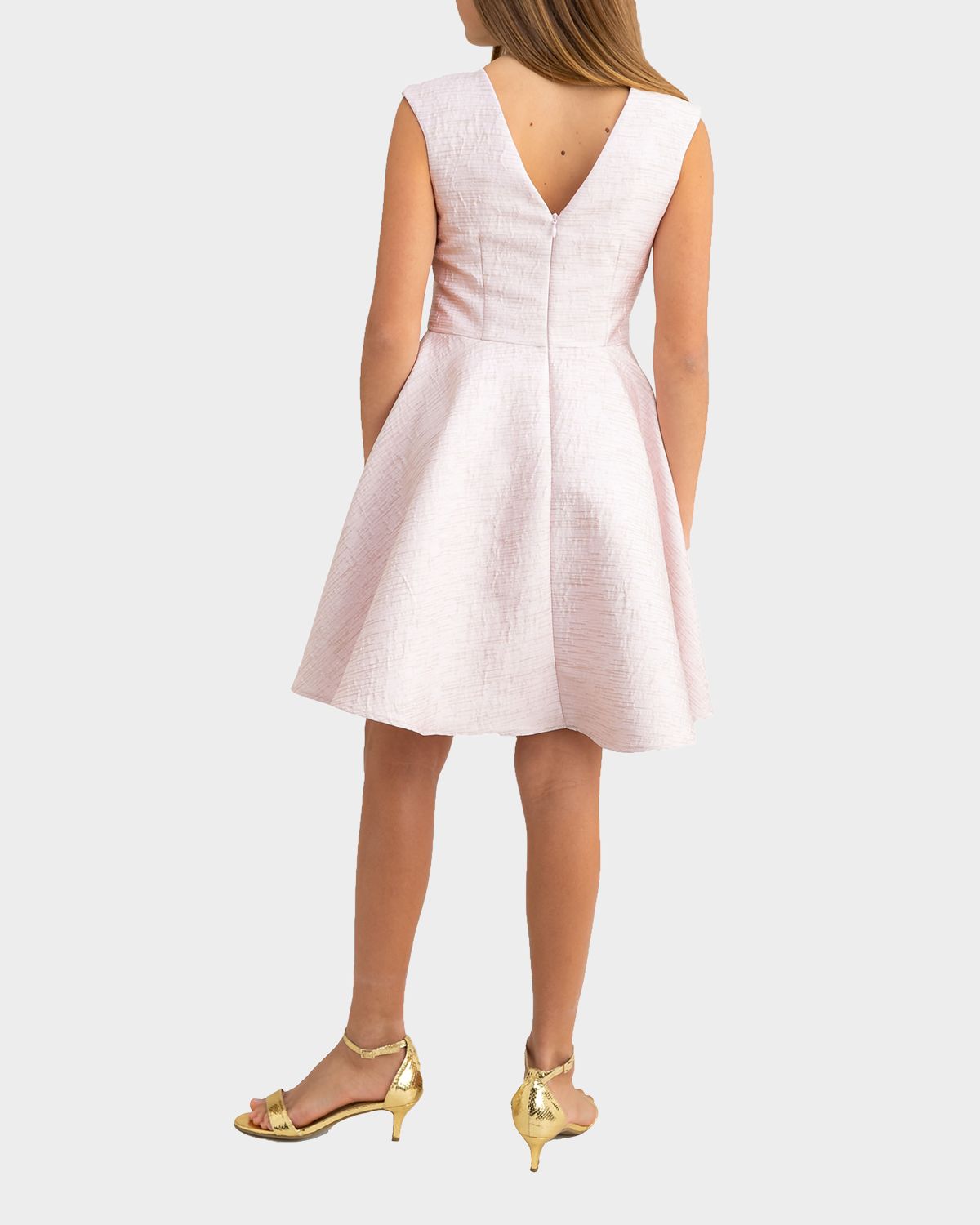 Un Deux Trois Girl 's Jacquard V-Back Dress, Size 7-16