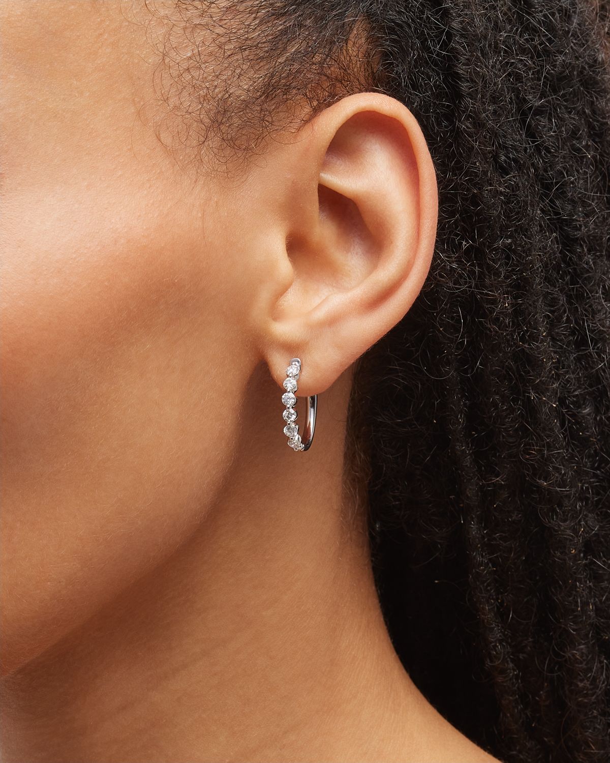 Neiman Marcus Diamonds 18k White Gold Diamond Hoop Earrings, 1 ct., .75"