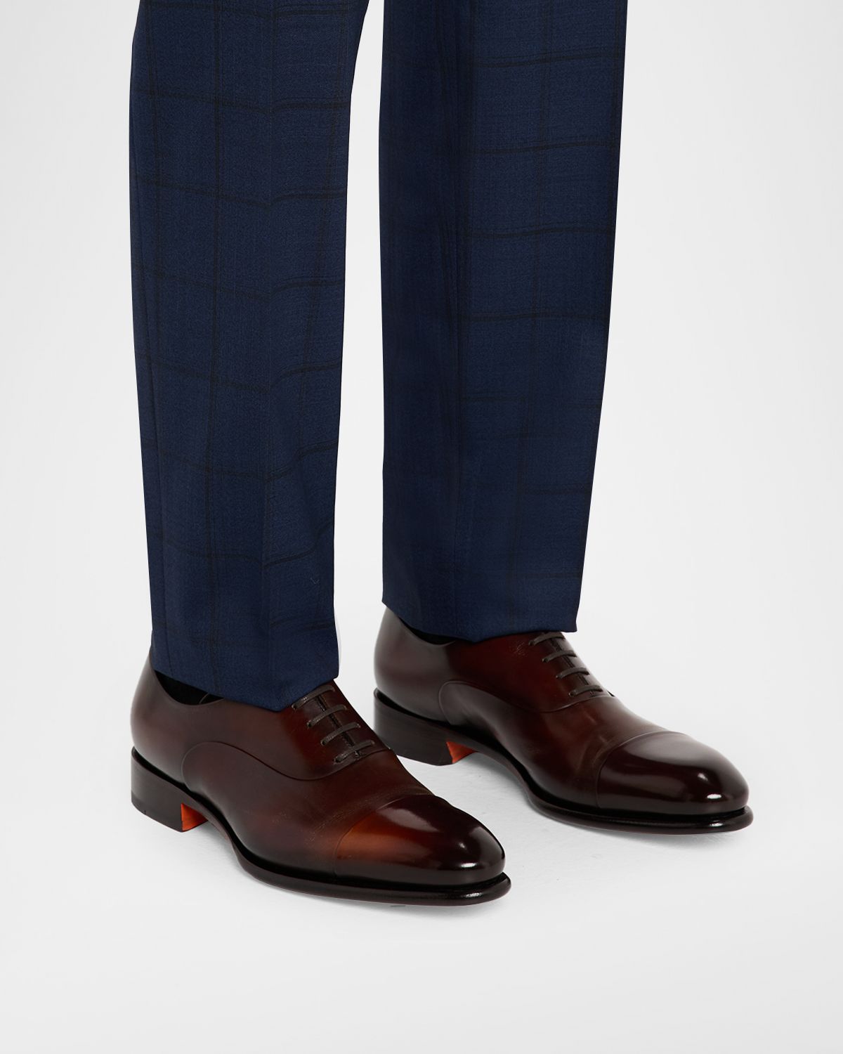Santoni Men 's Carter Burnished Leather Oxford Shoes
