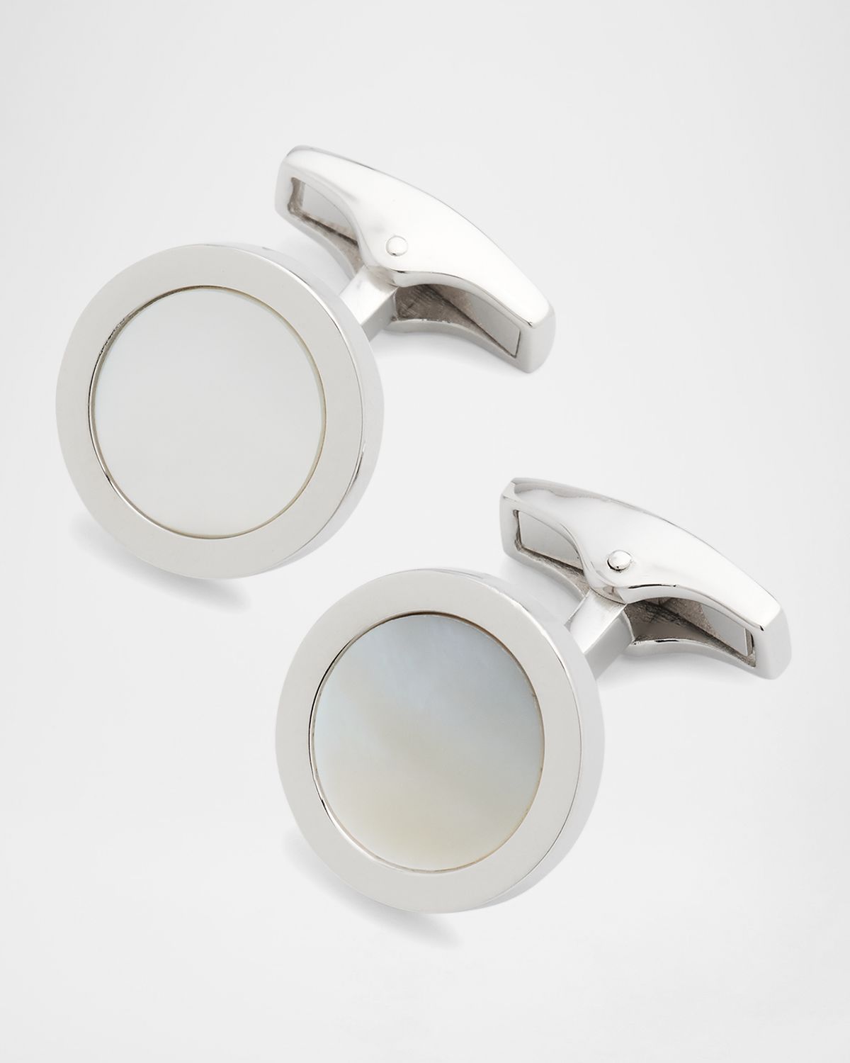 Jan Leslie Men 's 925 Round Mother-of-Pearl Cufflinks