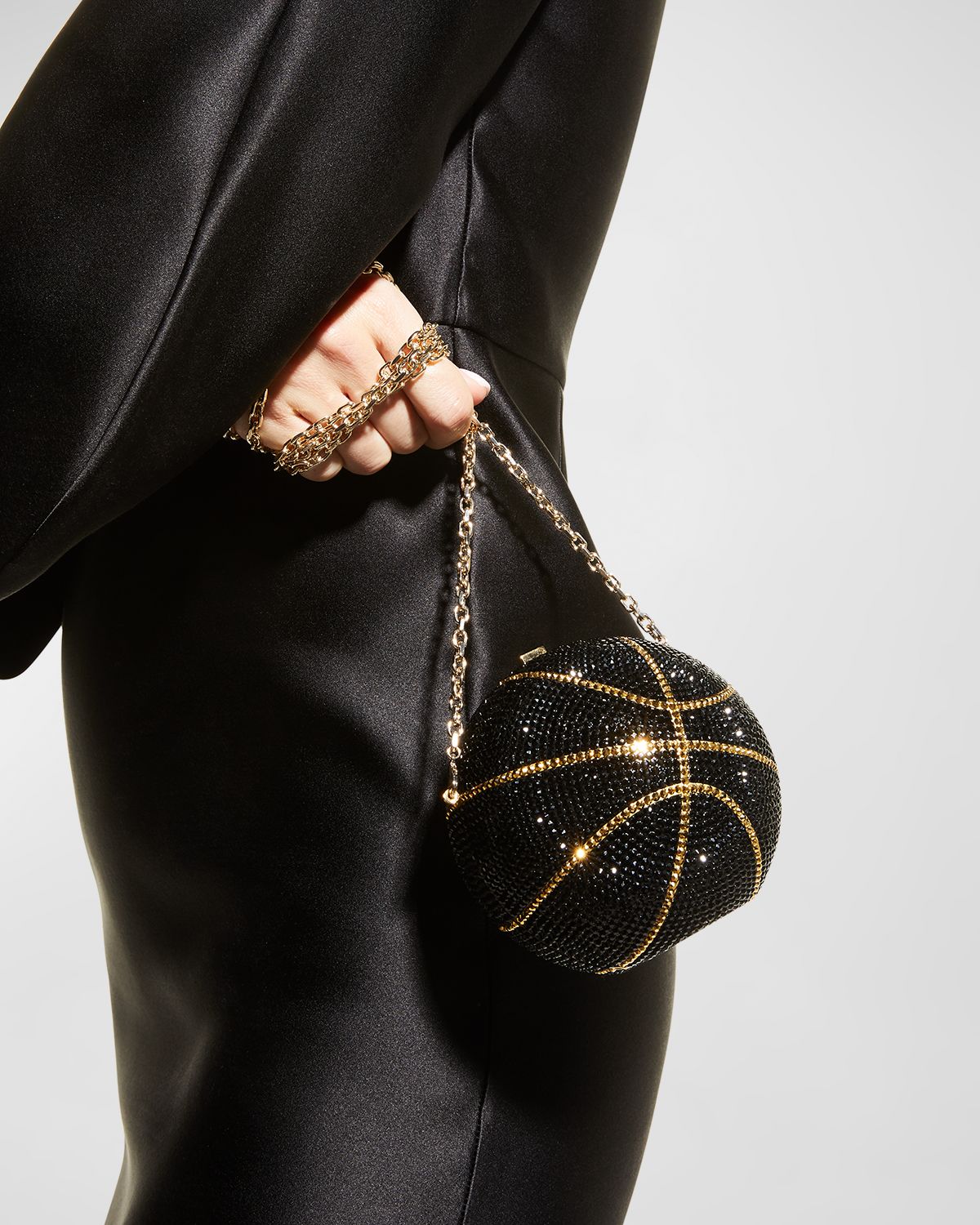Judith Leiber Couture Basketball Crystal Sphere Clutch Bag