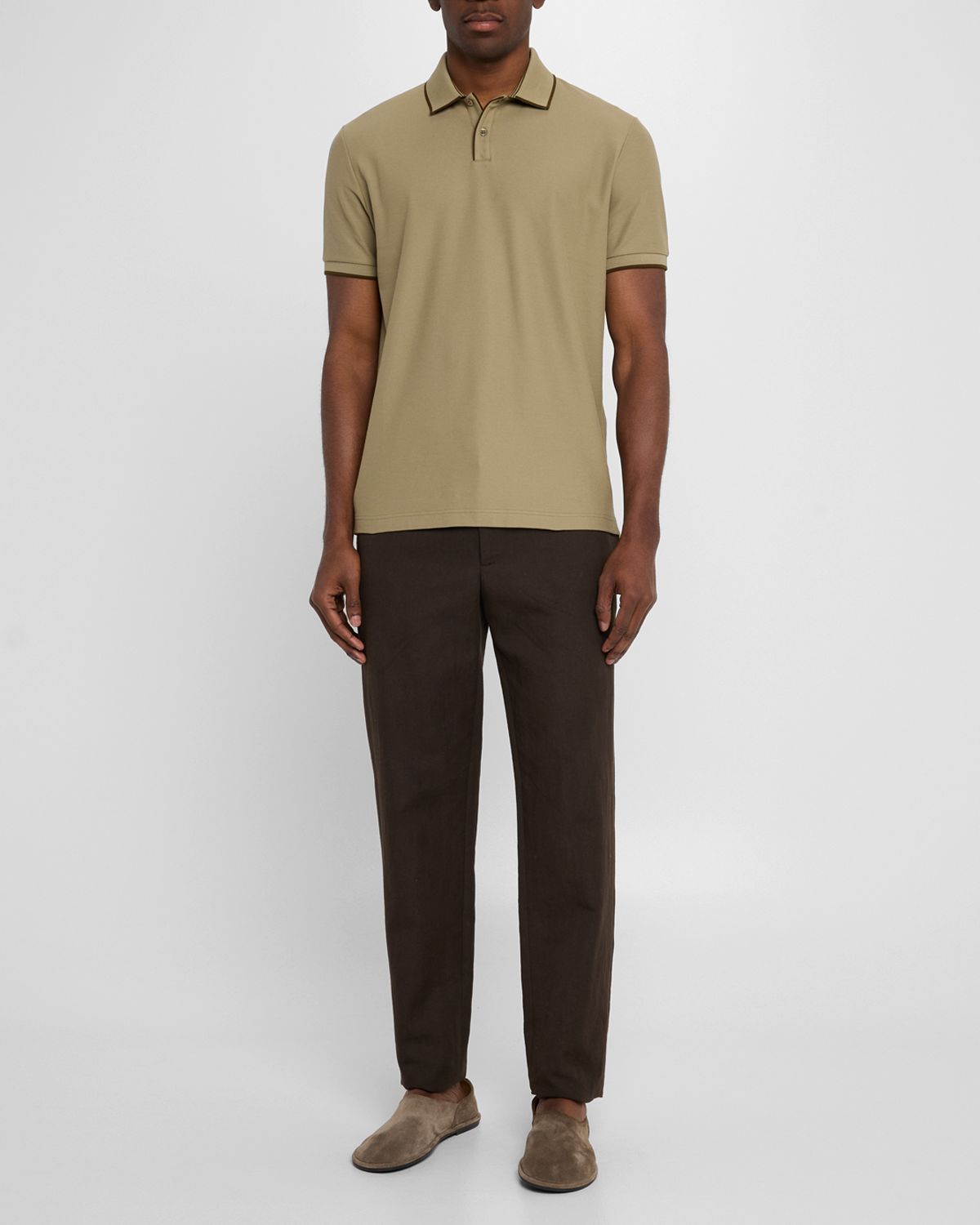 Loro Piana Men 's Brentwood Tipped Jersey Pique Polo Shirt