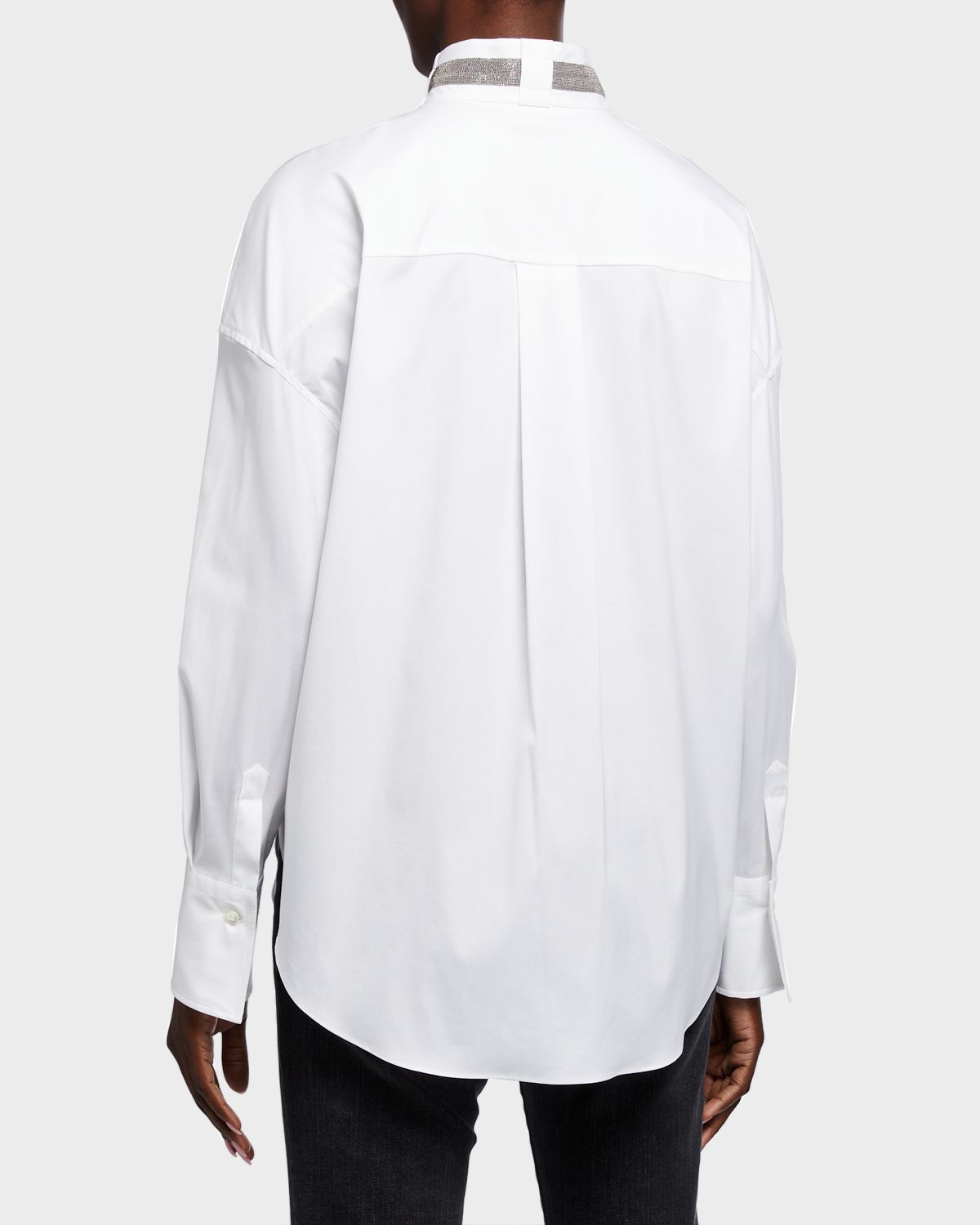 Brunello Cucinelli Monili-Collar Poplin Shirt