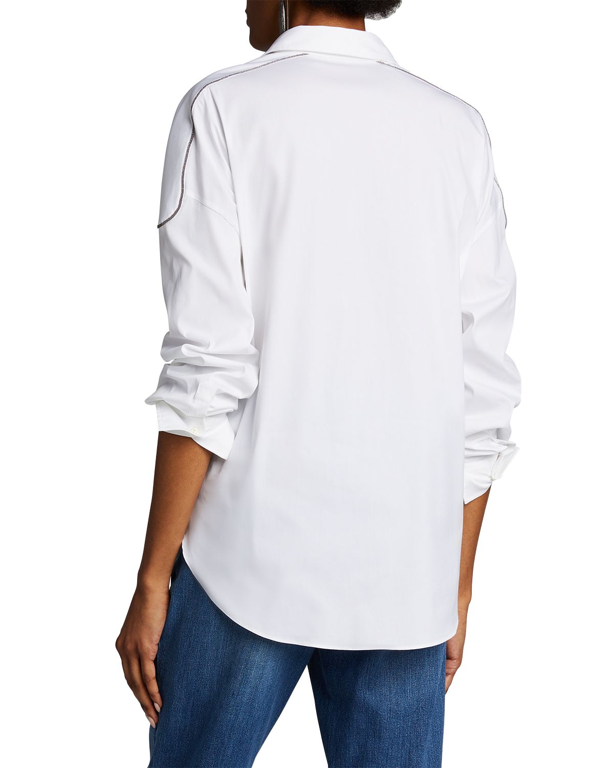 Brunello Cucinelli Monili-Shoulder Poplin Shirt