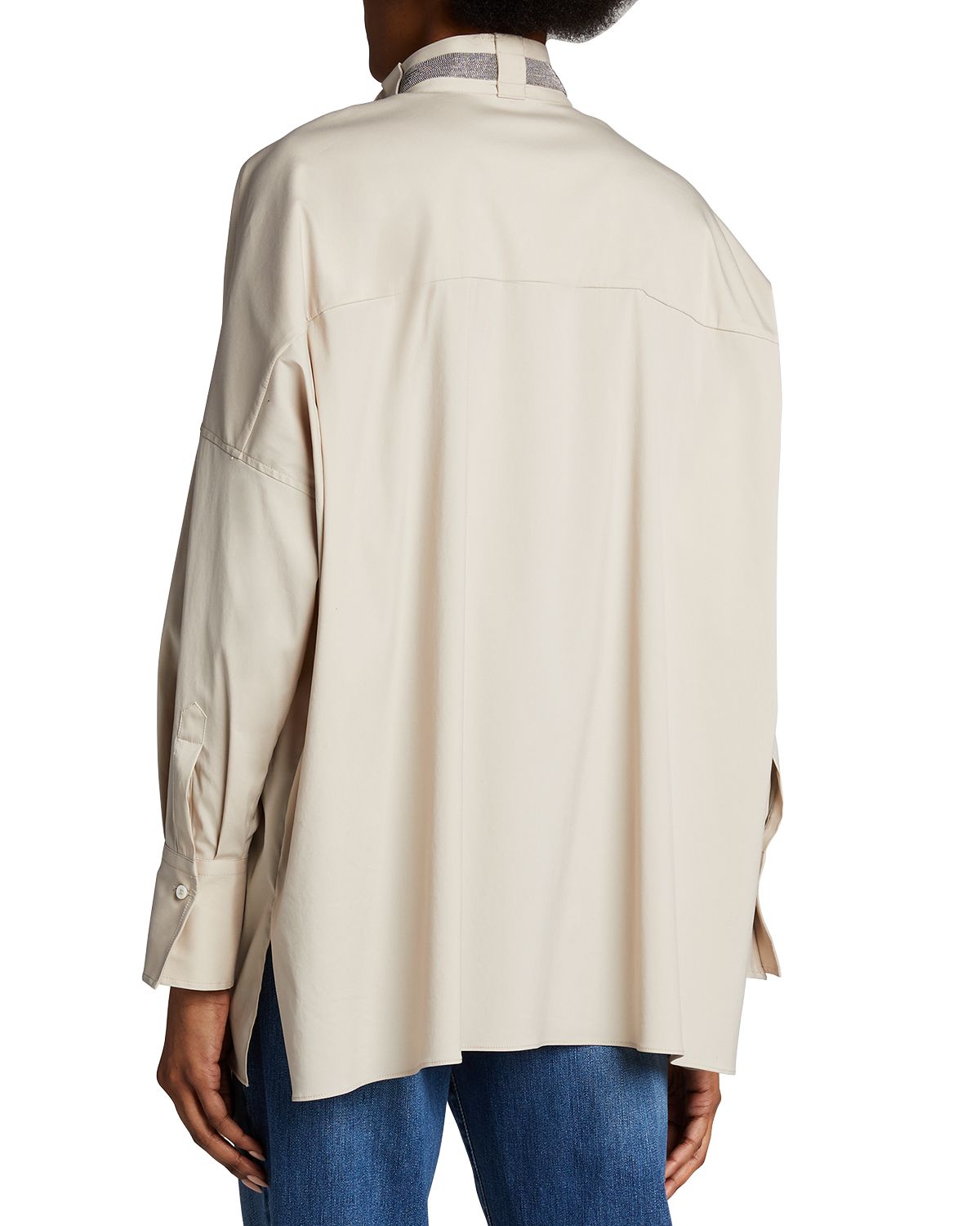 Brunello Cucinelli Monili-Collar Poplin Shirt