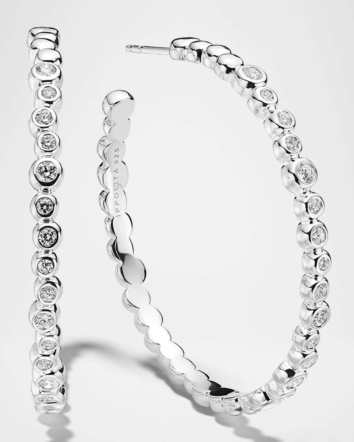 Ippolita Hoops in Sterling Silver with Diamonds