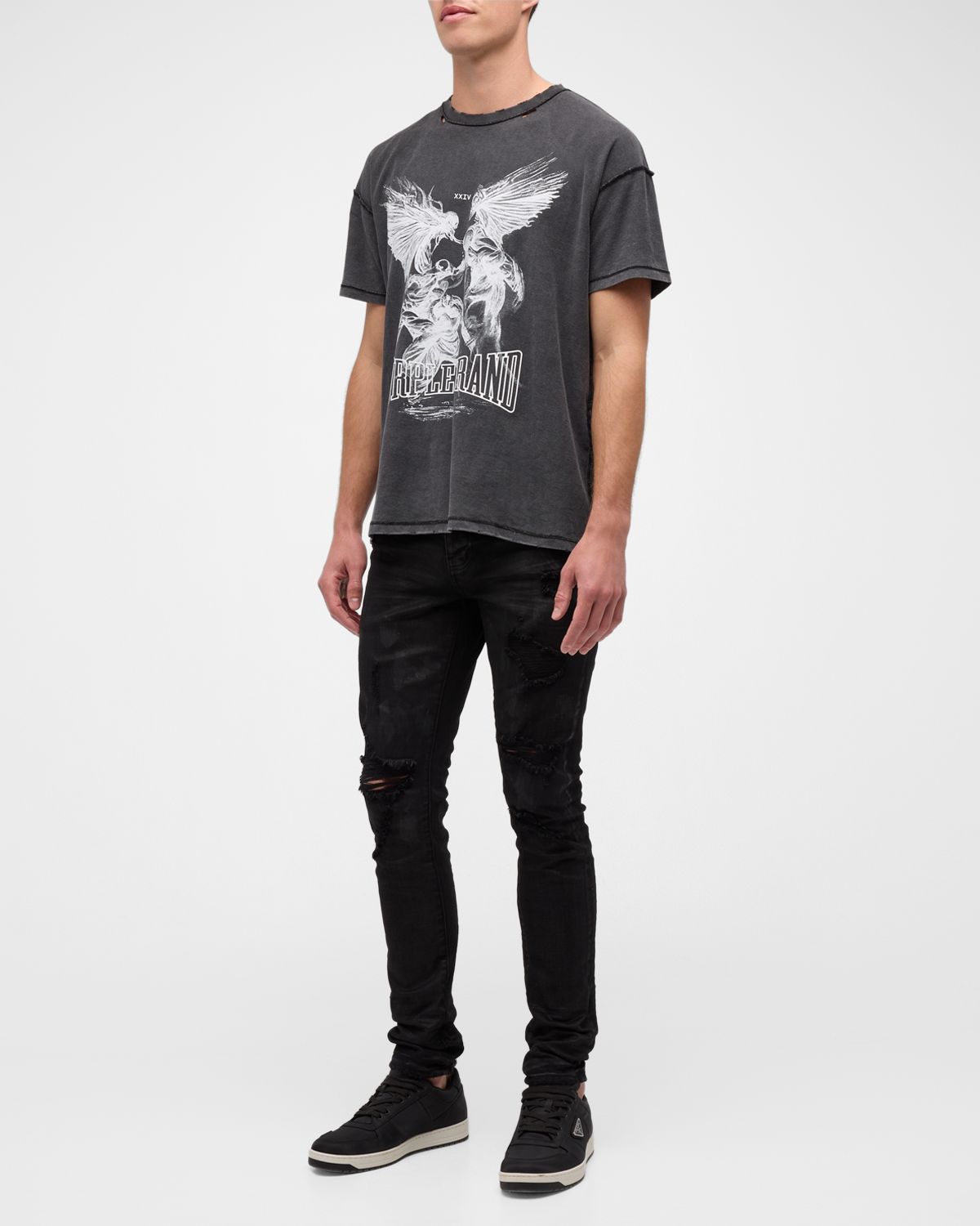 PURPLE Men 's Oil Spill Skinny Jeans