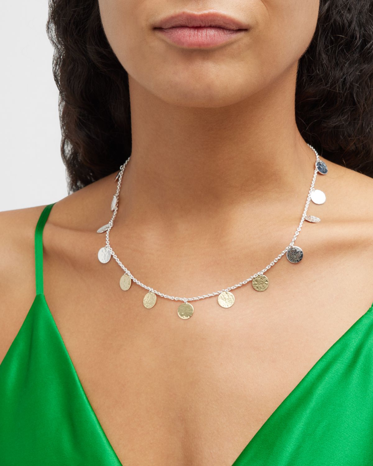 Ippolita Hammered Paillette Disc Necklace in Chimera