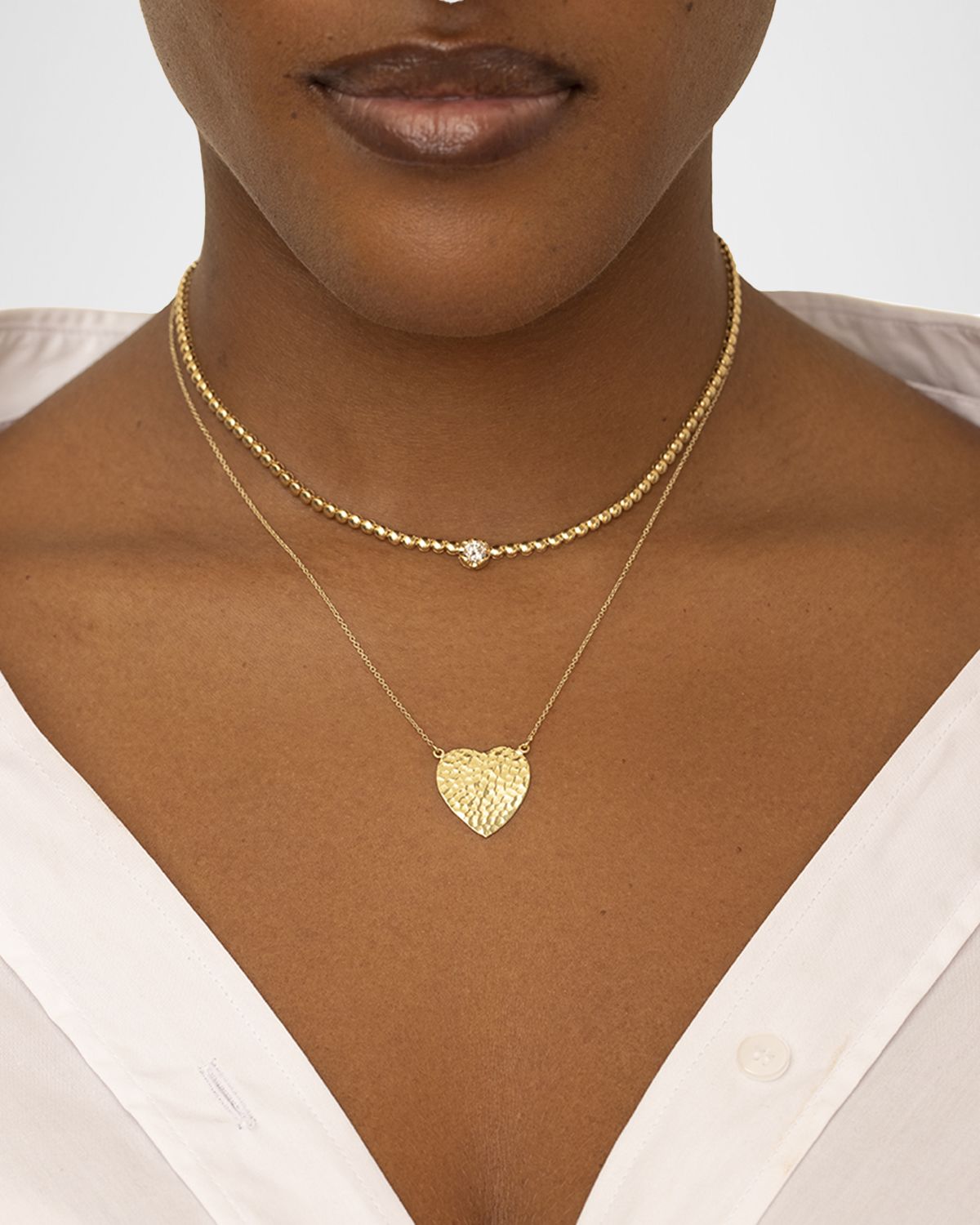 Jennifer Meyer 18k Hammered Heart Necklace