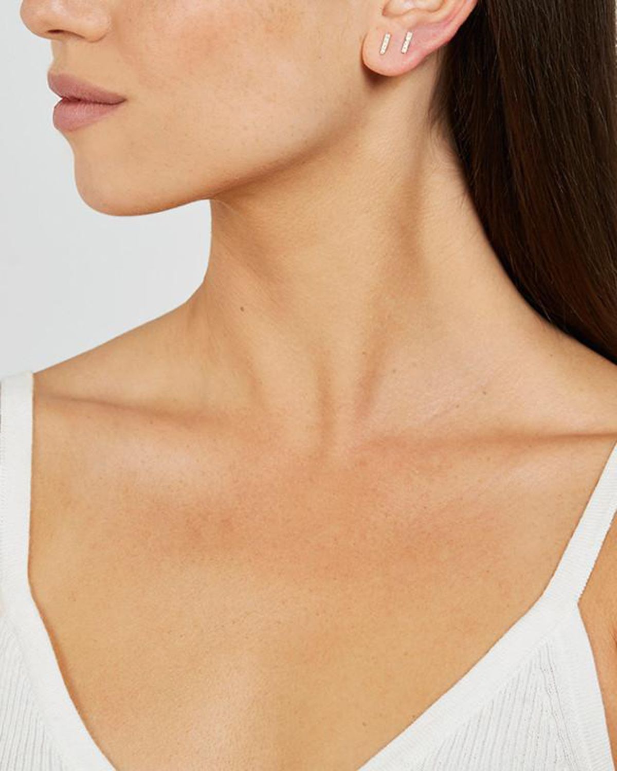 Jennifer Meyer Diamond Bar Stud Earrings in 18K Yellow Gold