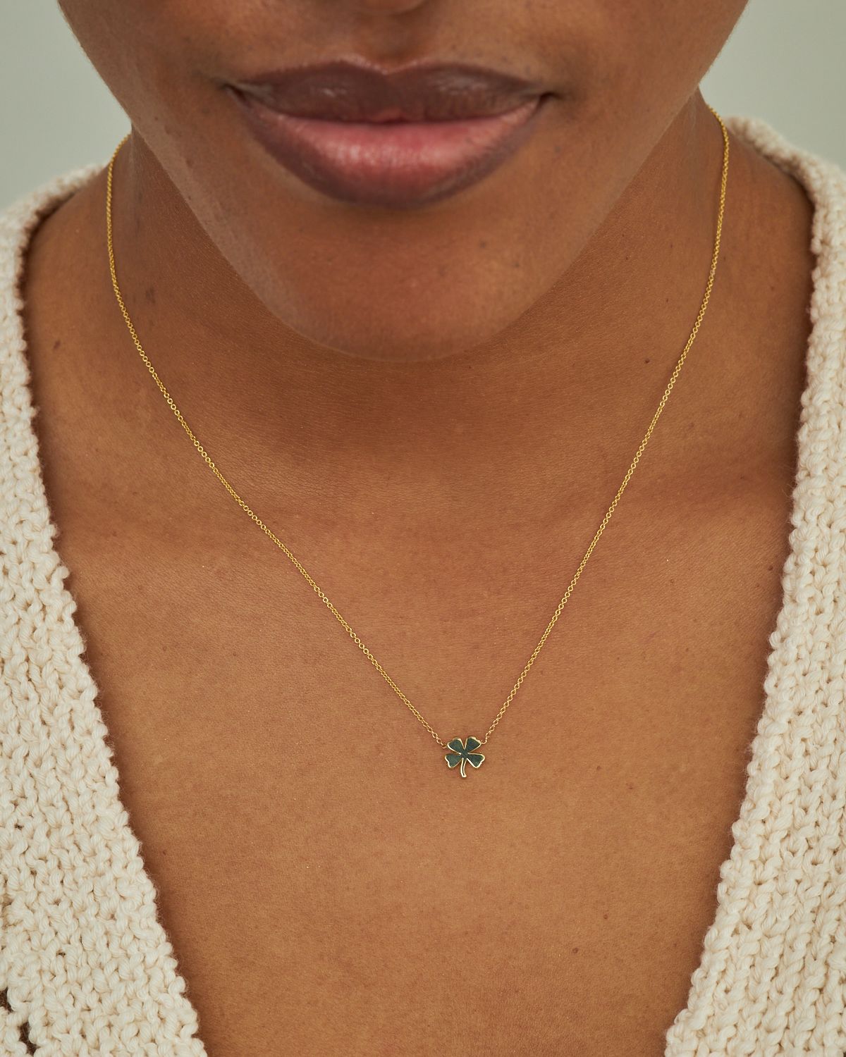 Jennifer Meyer Mini Clover Necklace in Yellow Gold
