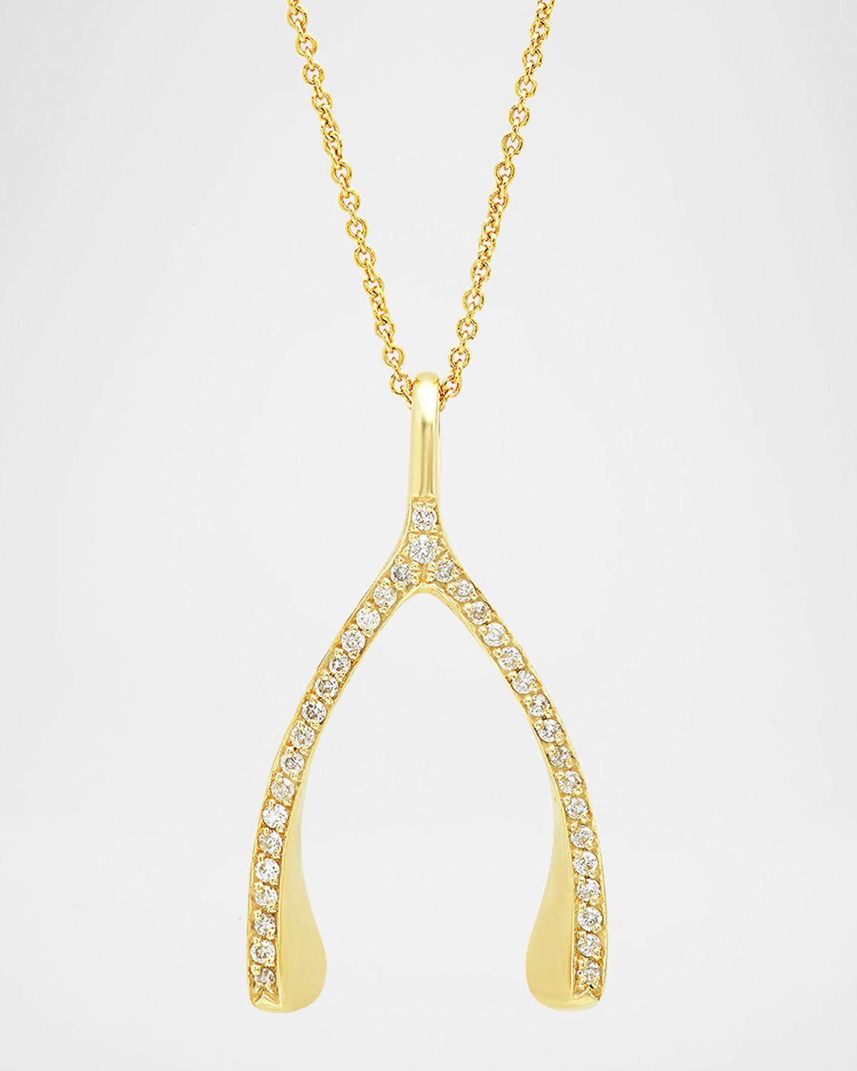Jennifer Meyer 18k Yellow Gold Diamond Wishbone Necklace