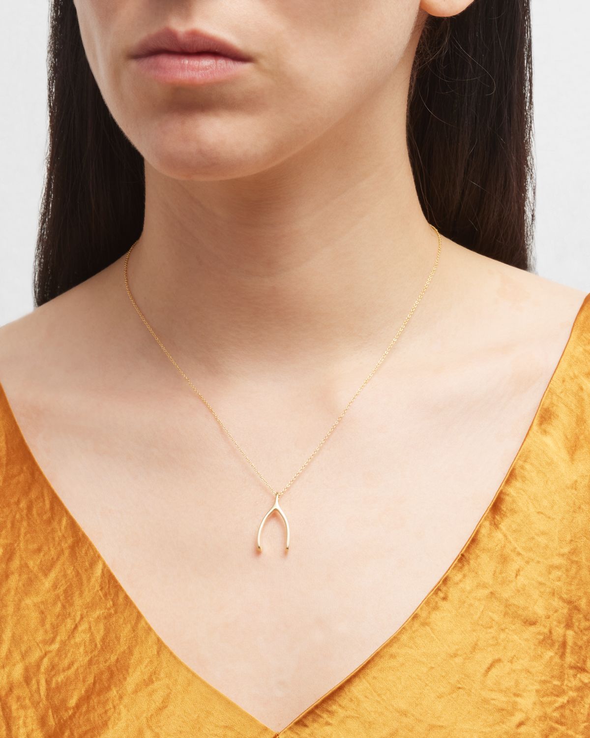 Jennifer Meyer 18k Wishbone Pendant Necklace