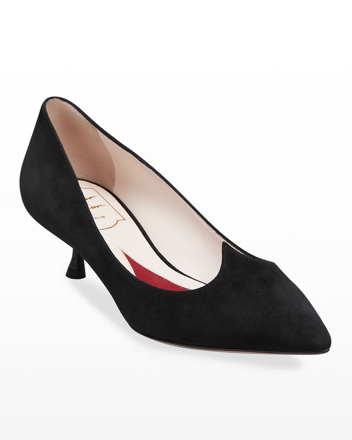 Roger Vivier I Love Vivier Suede Kitten-Heel Pumps