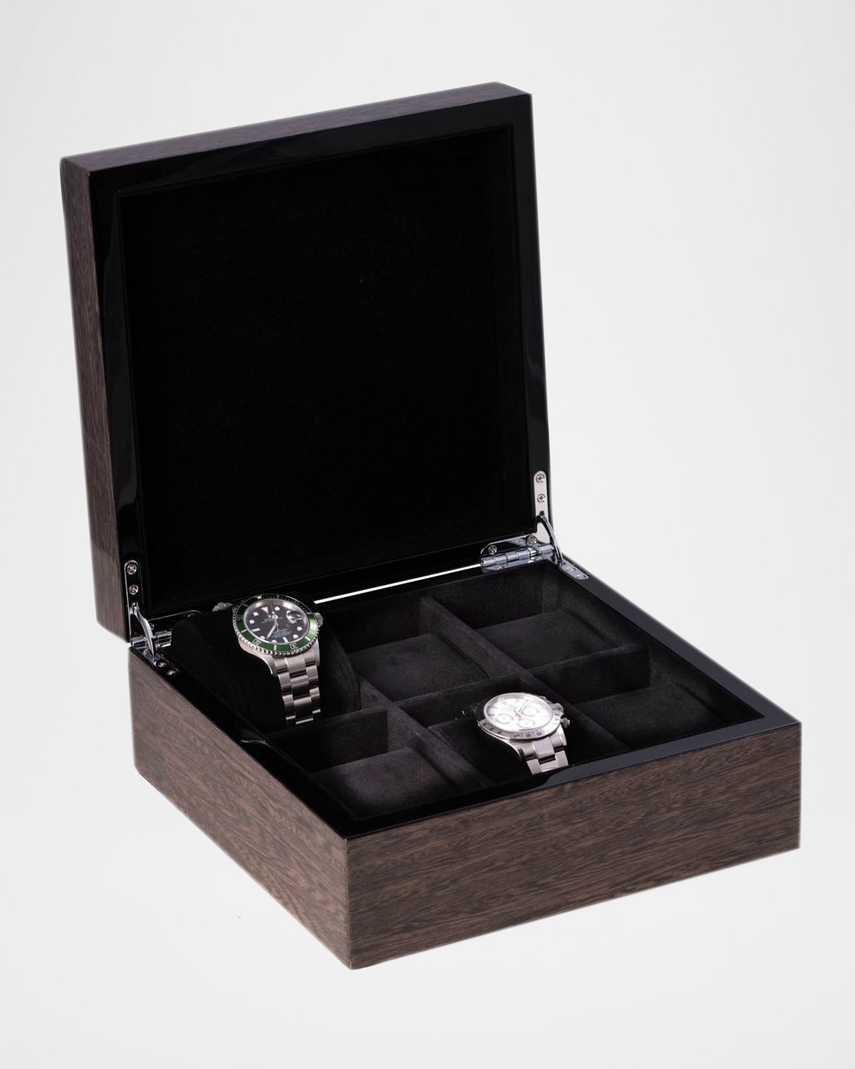 Bey-Berk Men 's High Lacquered Italian Veneer 6-Watch Storage Box