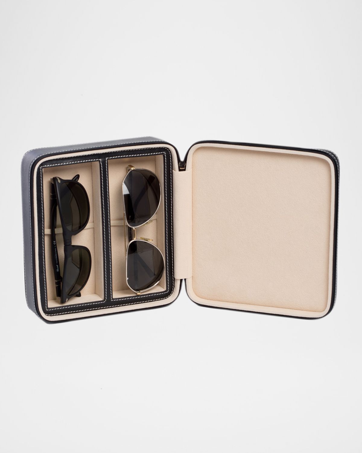 Bey-Berk Men 's 2-Watch/Sunglass Leather Travel Case