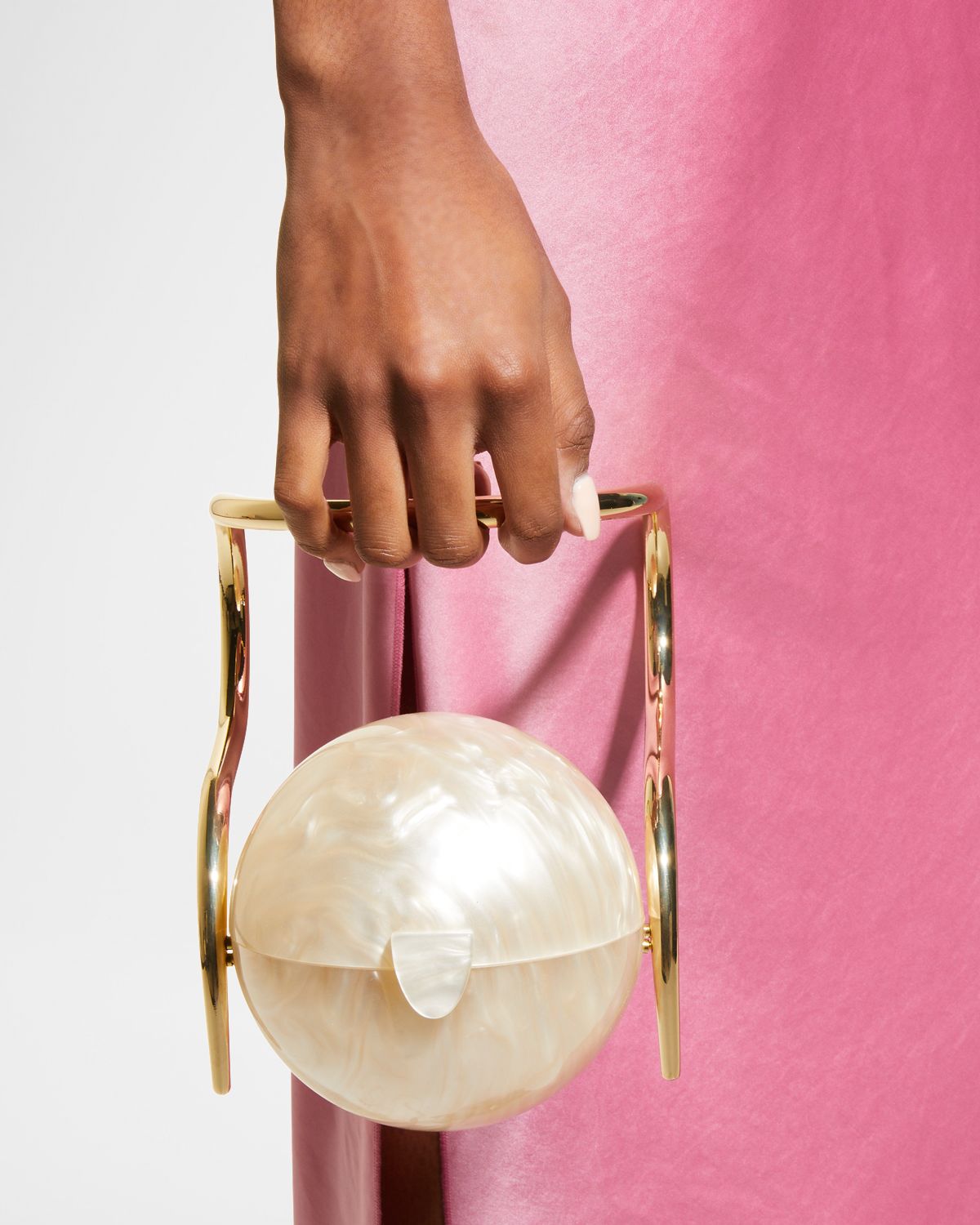 Cult Gaia Pearl Acrylic Metal Top-Handle Bag