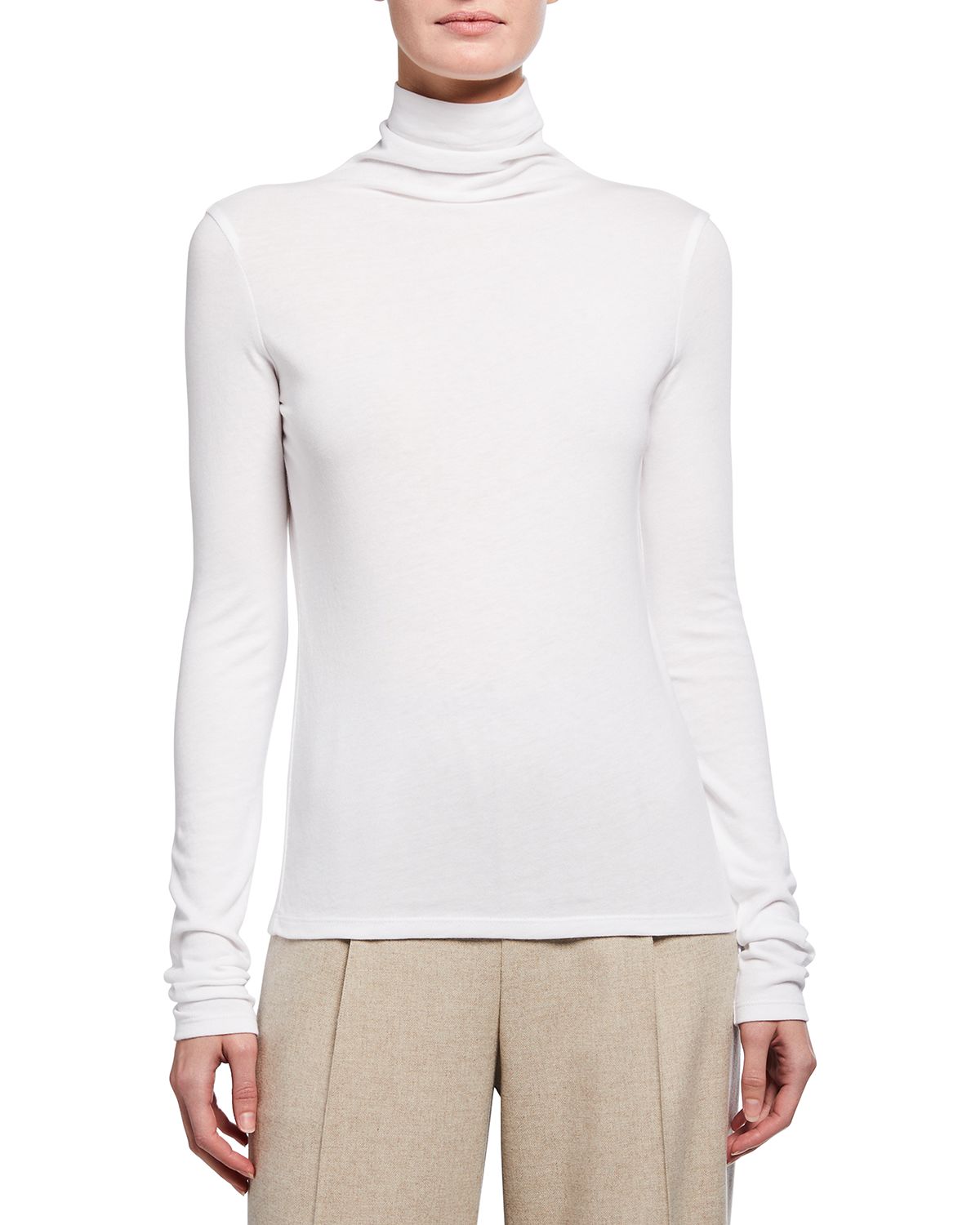 Vince Essential Long-Sleeve Cotton Turtleneck Top